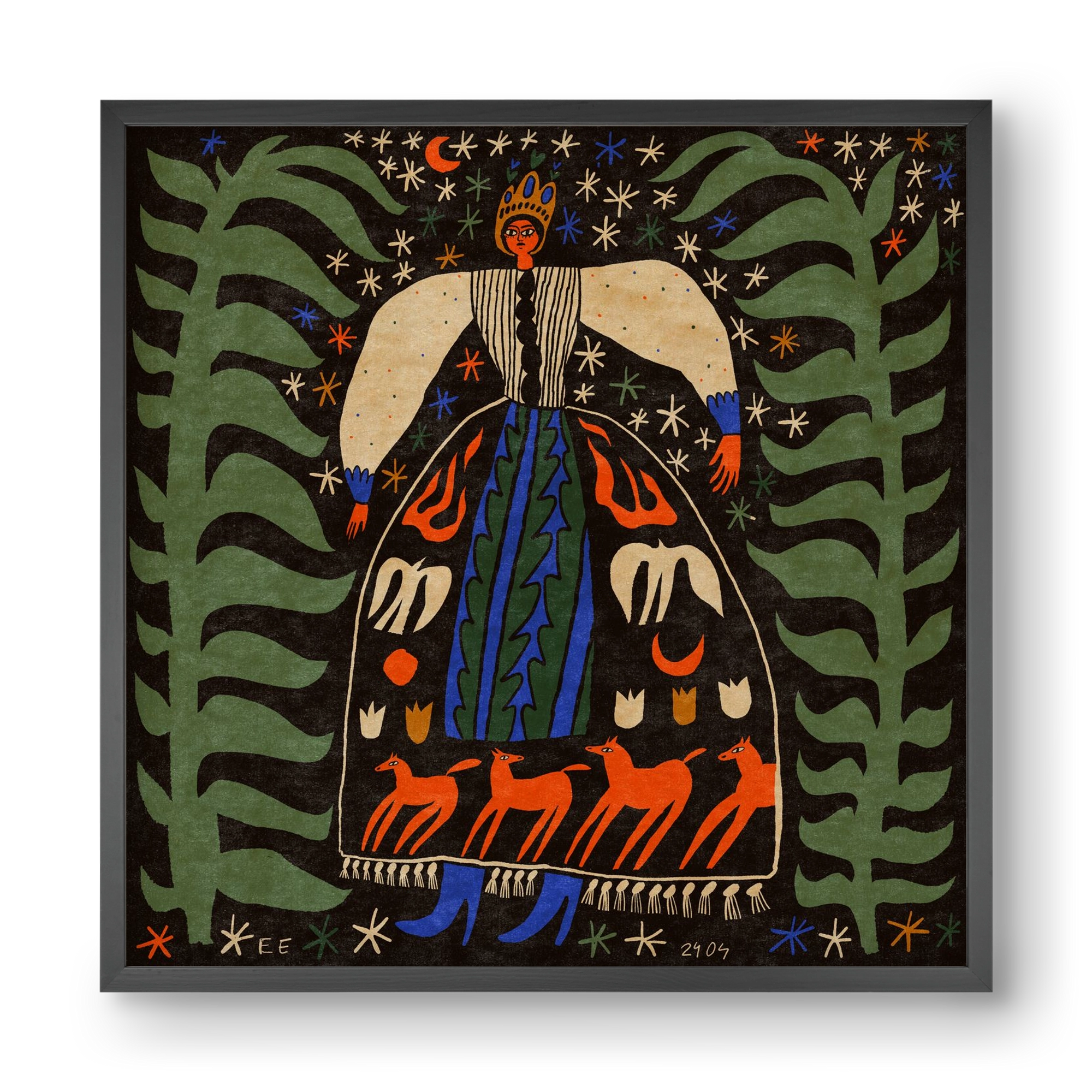 Horse skirt, 40x40 cm (40x40 cm), Fekete keret