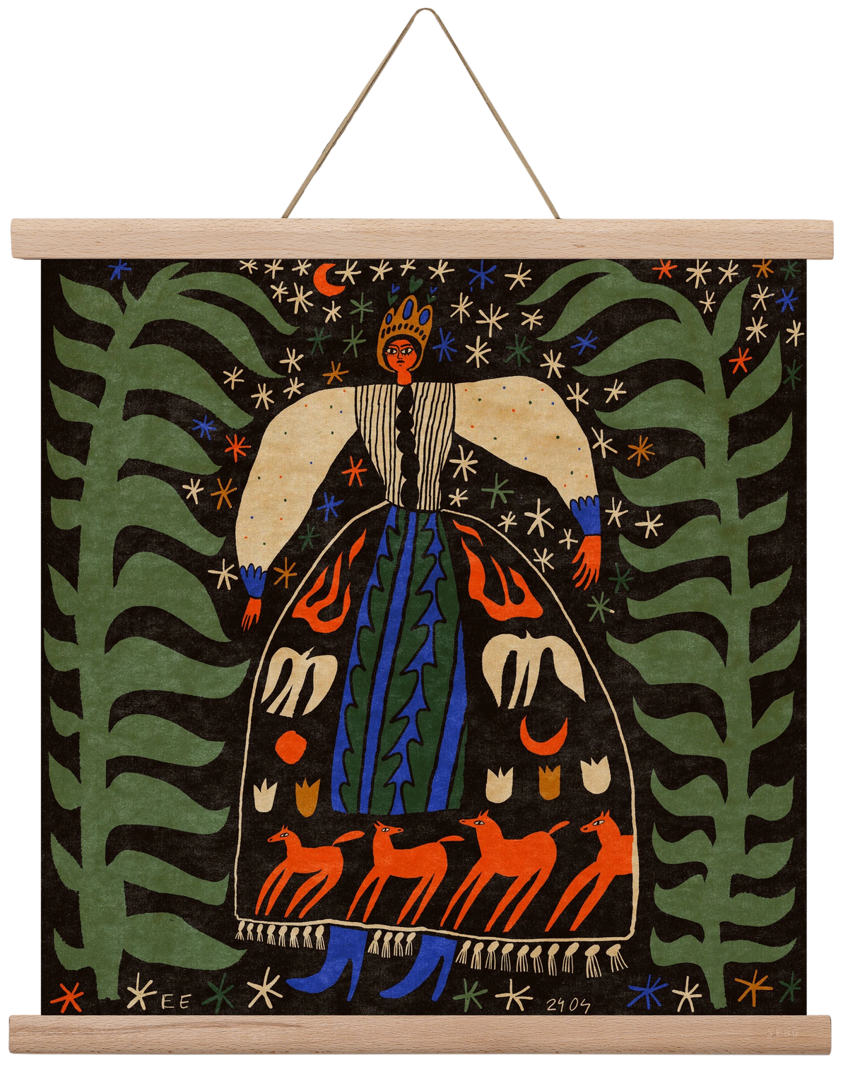 Horse skirt, 40x40 cm (40x40 cm), Tölgy akasztó