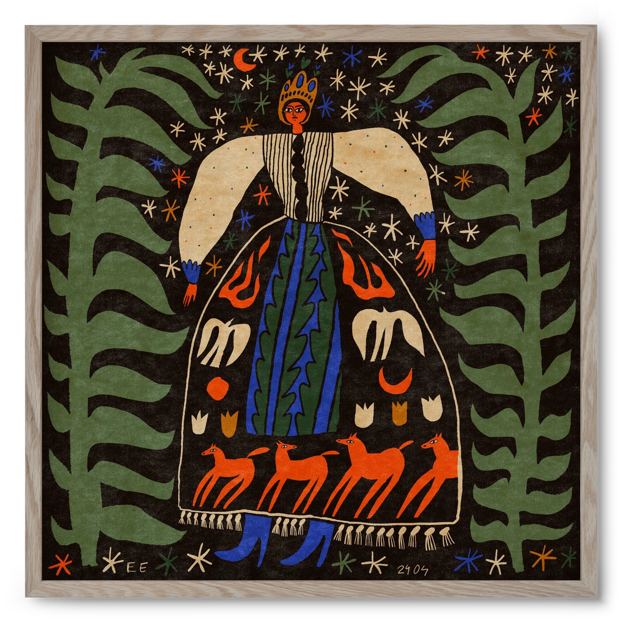 Horse skirt, 50x50 cm (50x50 cm), Tölgy keret