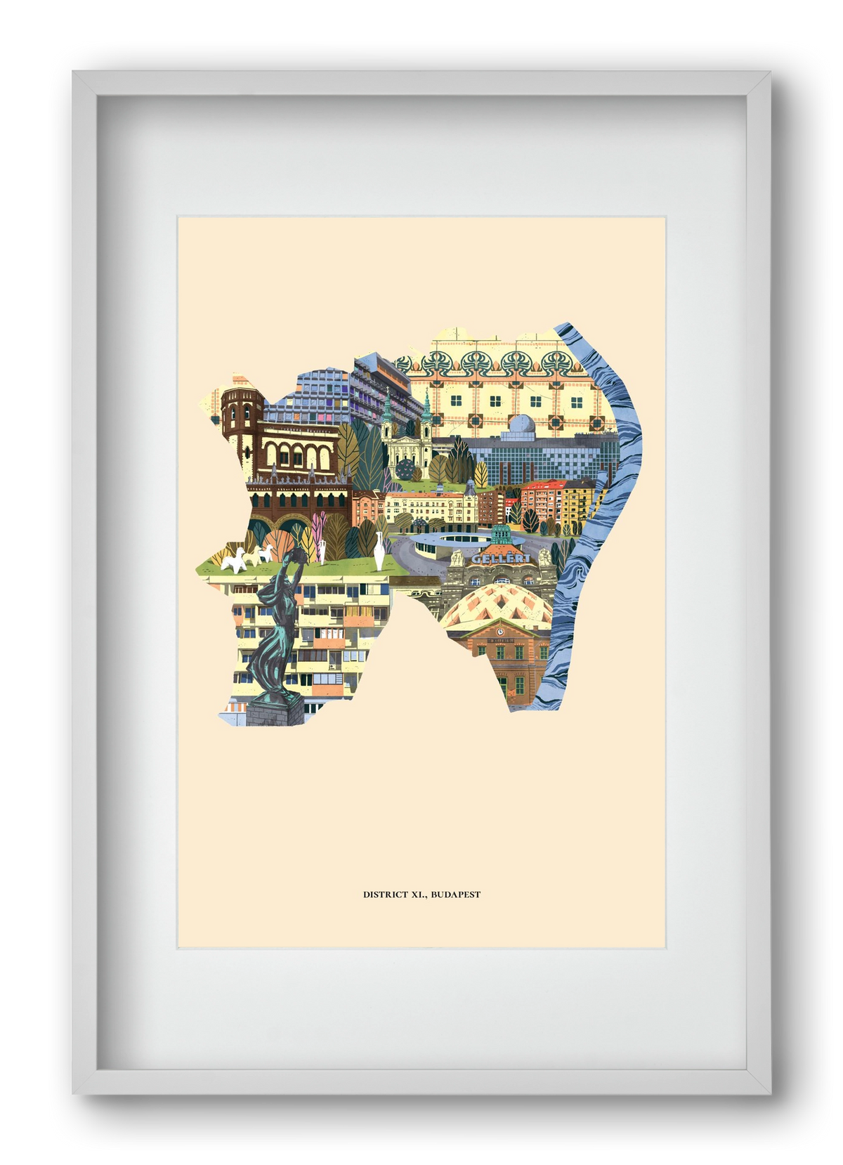 Budapest, XI. kerület, 40x60 cm (30x45 cm), Fehér keret, paszpartuval