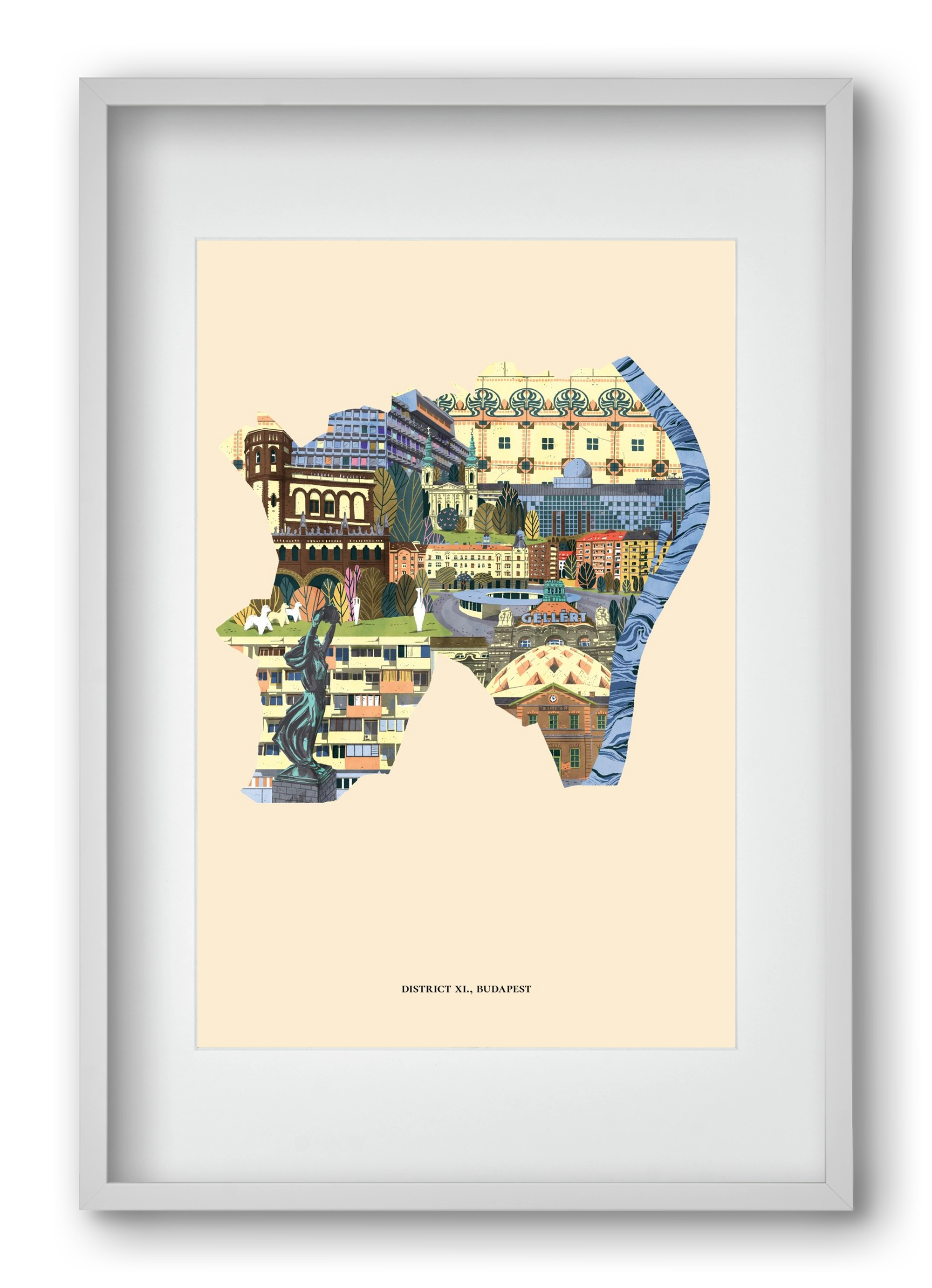 Budapest, XI. kerület, 40x60 cm (30x45 cm), Fehér keret, paszpartuval