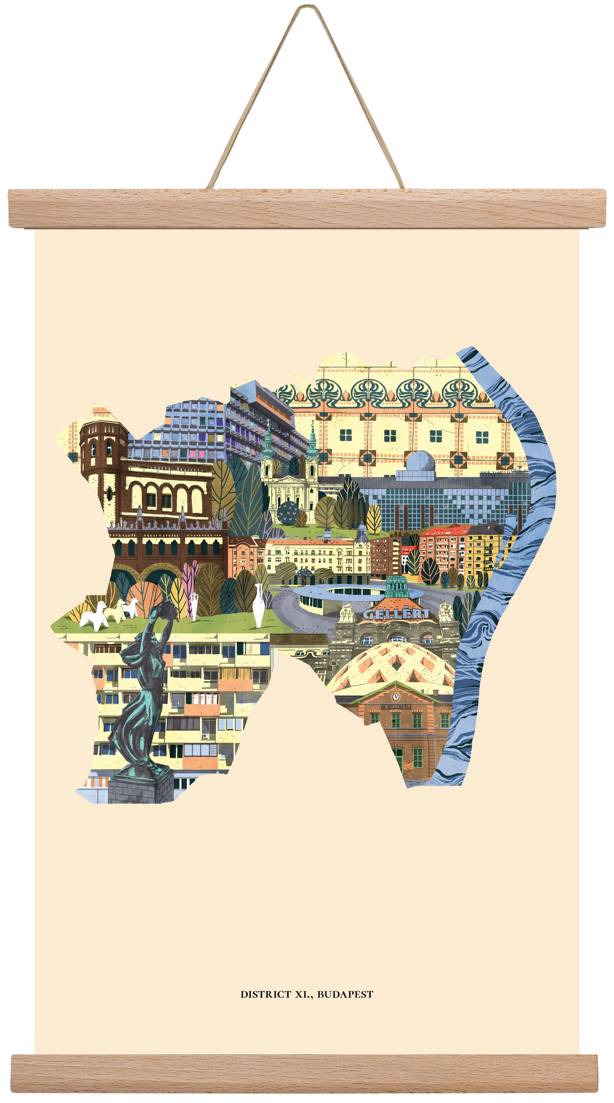 Budapest, XI. kerület, 30x45 cm (30x45 cm), Tölgy akasztó