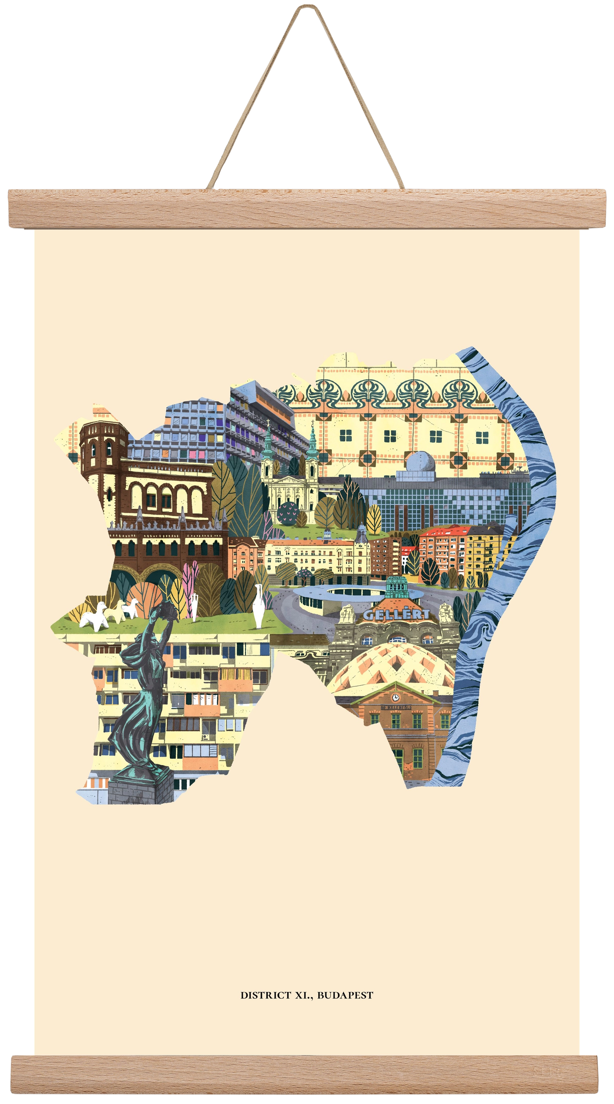 Budapest, XI. kerület, 30x45 cm (30x45 cm), Tölgy akasztó