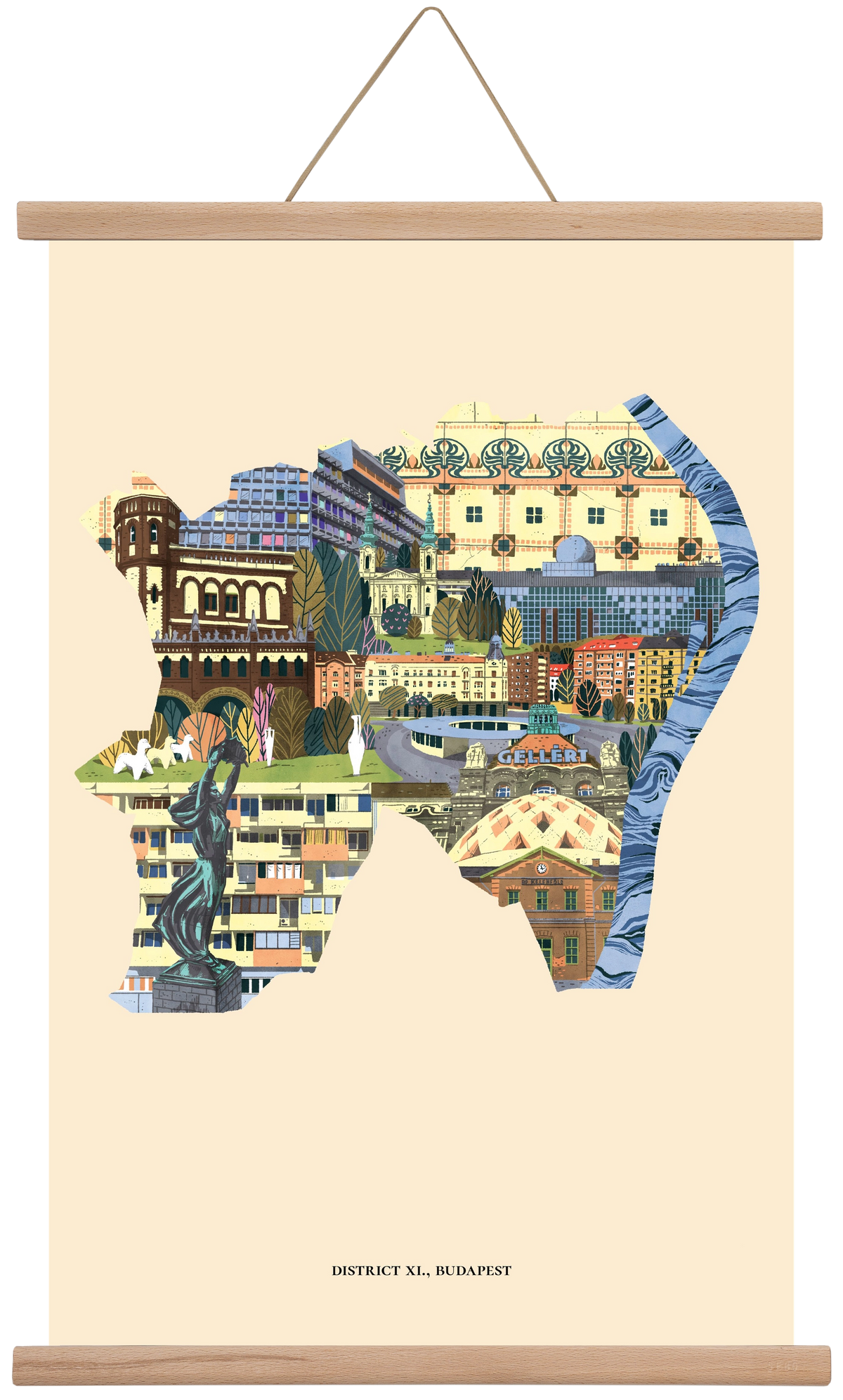 Budapest, XI. kerület, 40x60 cm (40x60 cm), Tölgy akasztó