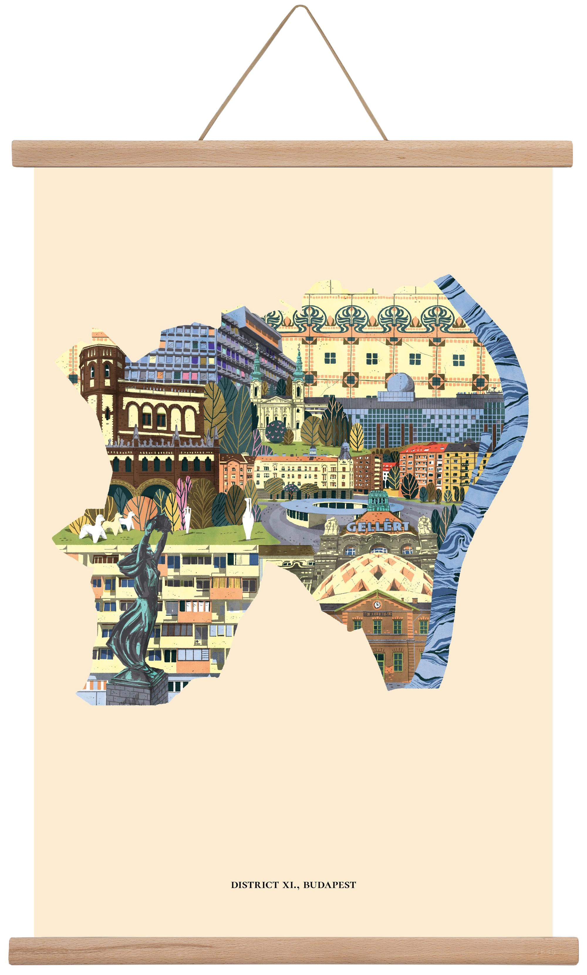 Budapest, XI. kerület, 40x60 cm (40x60 cm), Tölgy akasztó