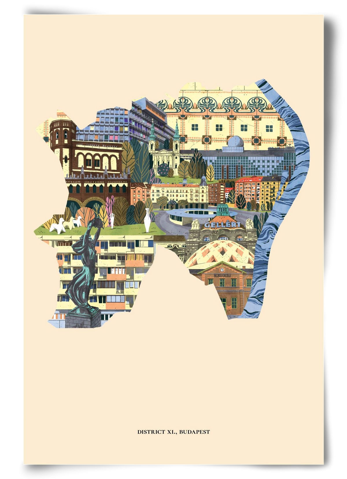 Budapest, XI. kerület, 60x90 cm, Keret nélkül