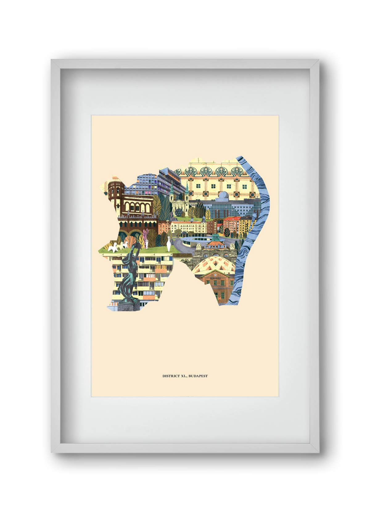 Budapest, XI. kerület, 30x45 cm (20x30 cm), Fehér keret, paszpartuval