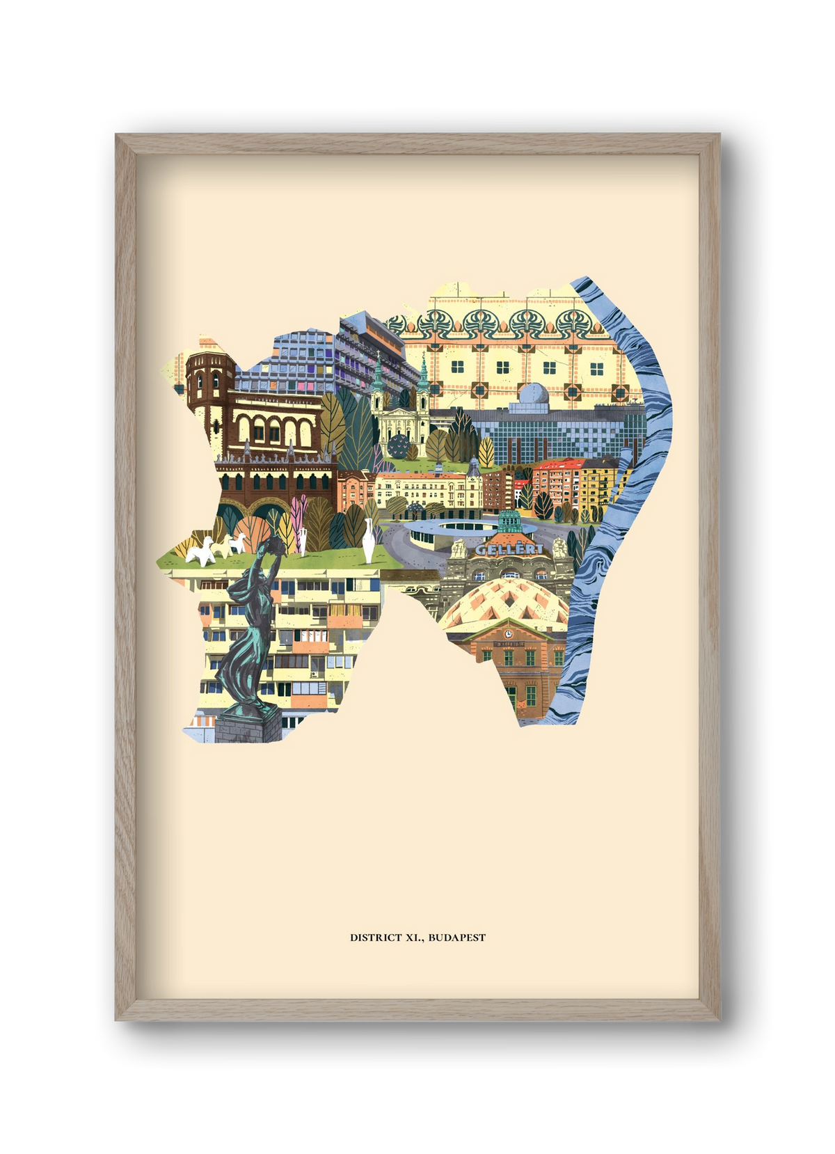 Budapest, XI. kerület, 30x45 cm (30x45 cm), Tölgy keret