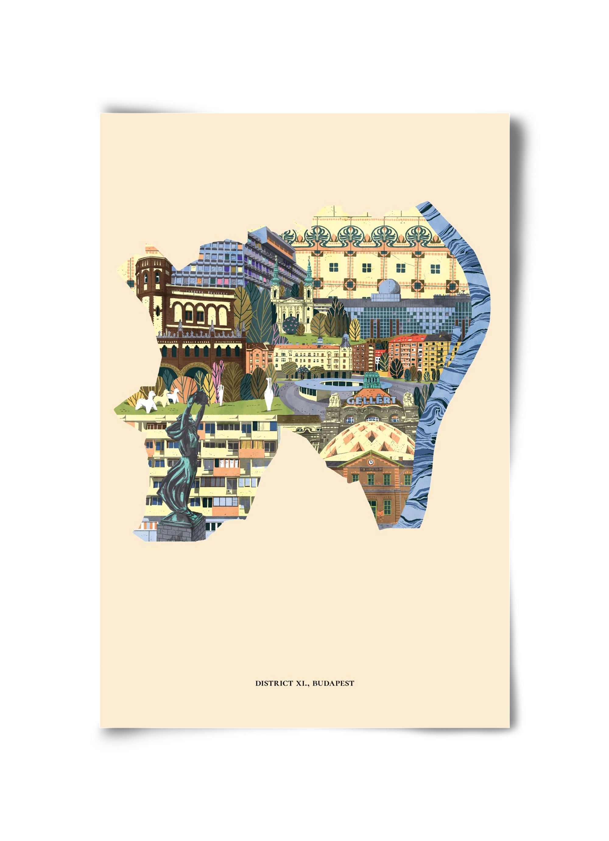 Budapest, XI. kerület, 30x45 cm, Keret nélkül