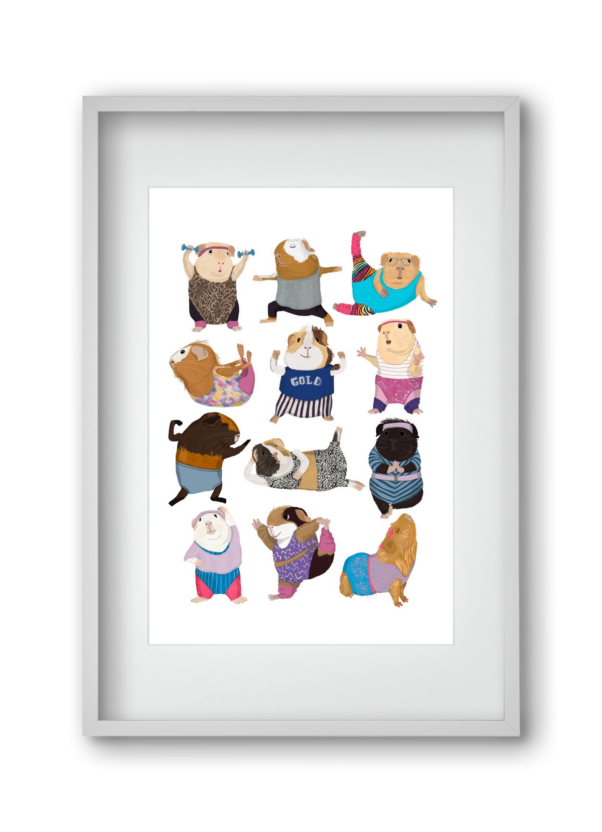 Guinea Pigs doing Aerobic, 30x45 cm (20x30 cm), Fehér keret, paszpartuval