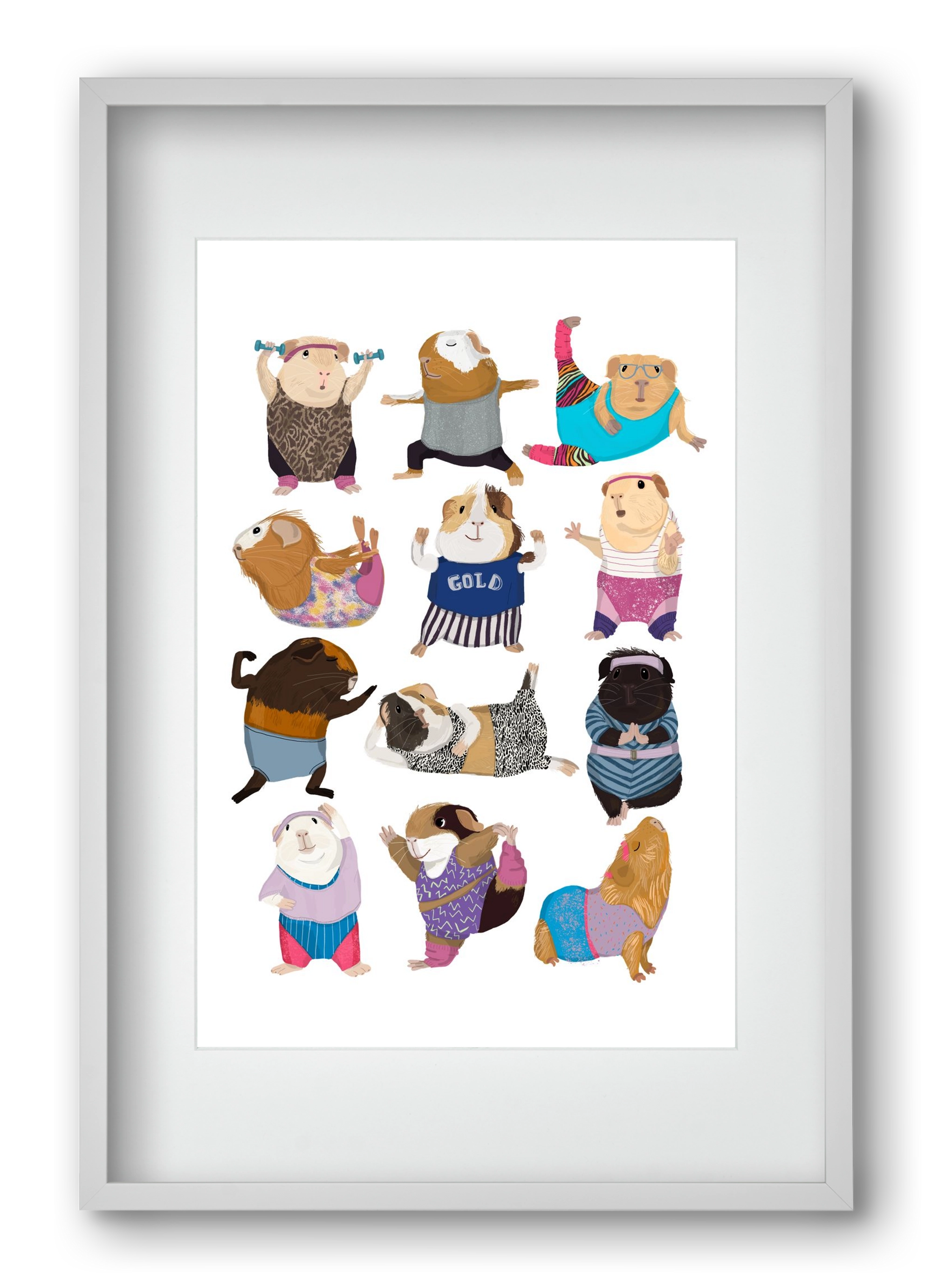 Guinea Pigs doing Aerobic, 40x60 cm (30x45 cm), Fehér keret, paszpartuval