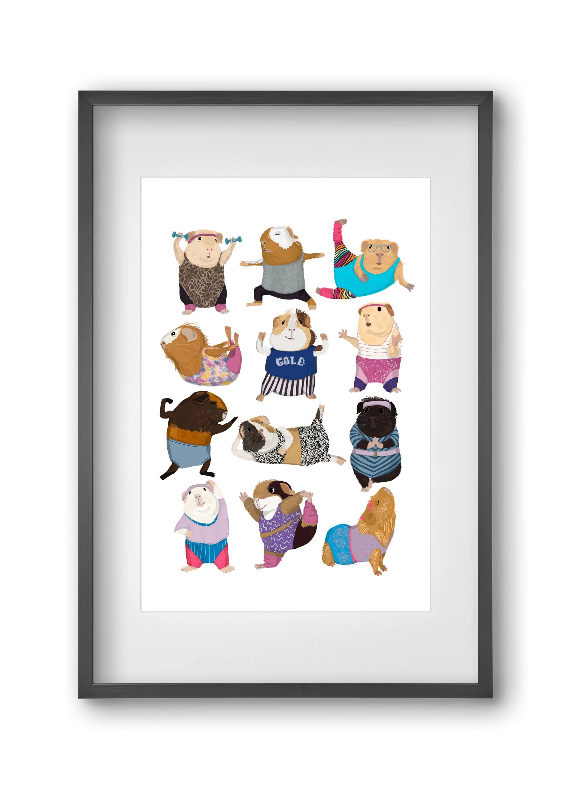 Guinea Pigs doing Aerobic, 30x45 cm (20x30 cm), Fekete keret, paszpartuval