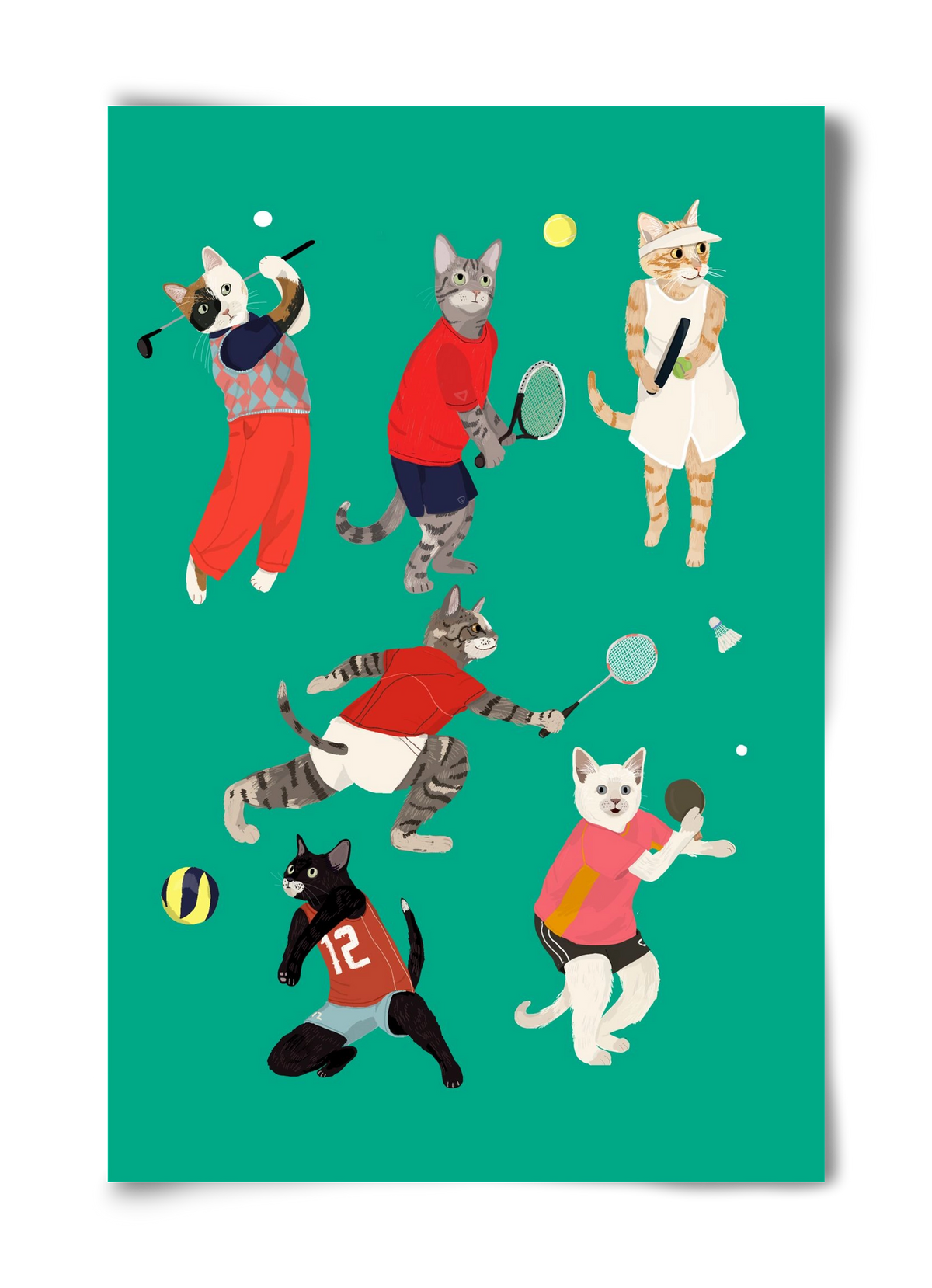 Cats doing ballsport, 40x60 cm, Keret nélkül