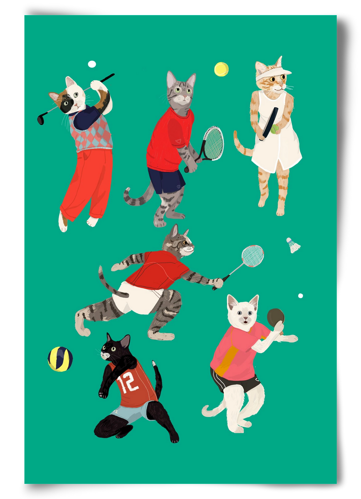 Cats doing ballsport, 60x90 cm, Keret nélkül