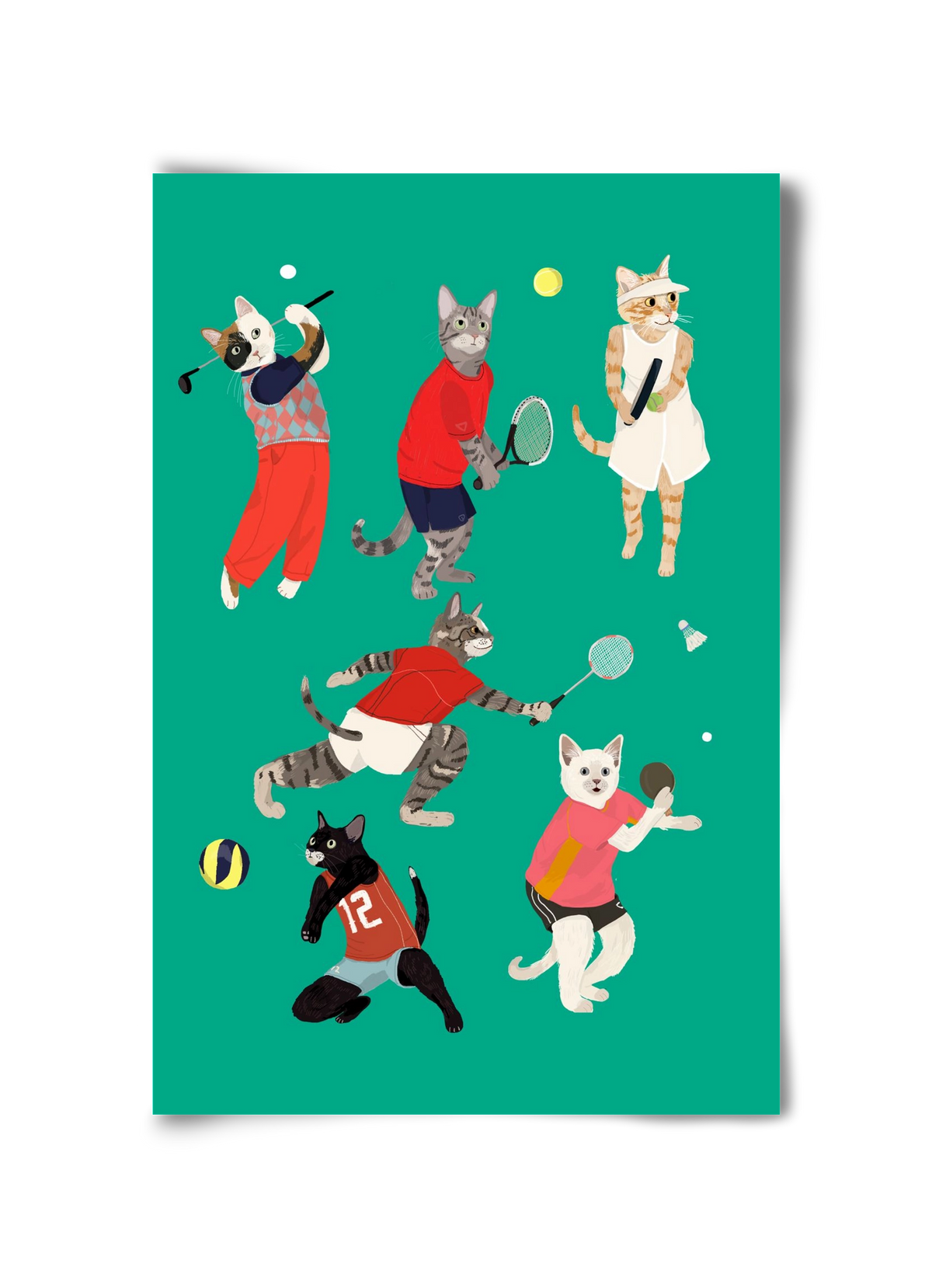 Cats doing ballsport, 30x45 cm, Keret nélkül