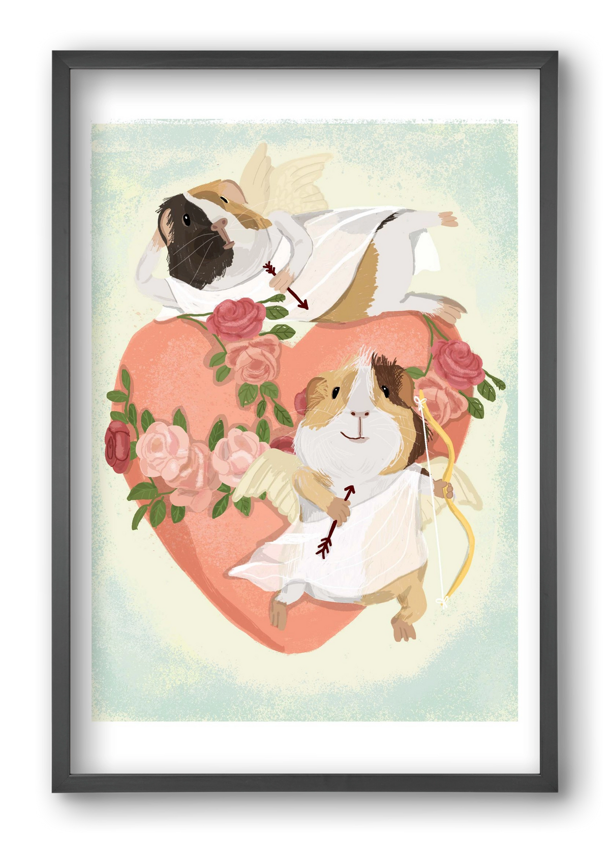 Cupid Guinea Pig Print, 40x60 cm (40x60 cm), Fekete keret