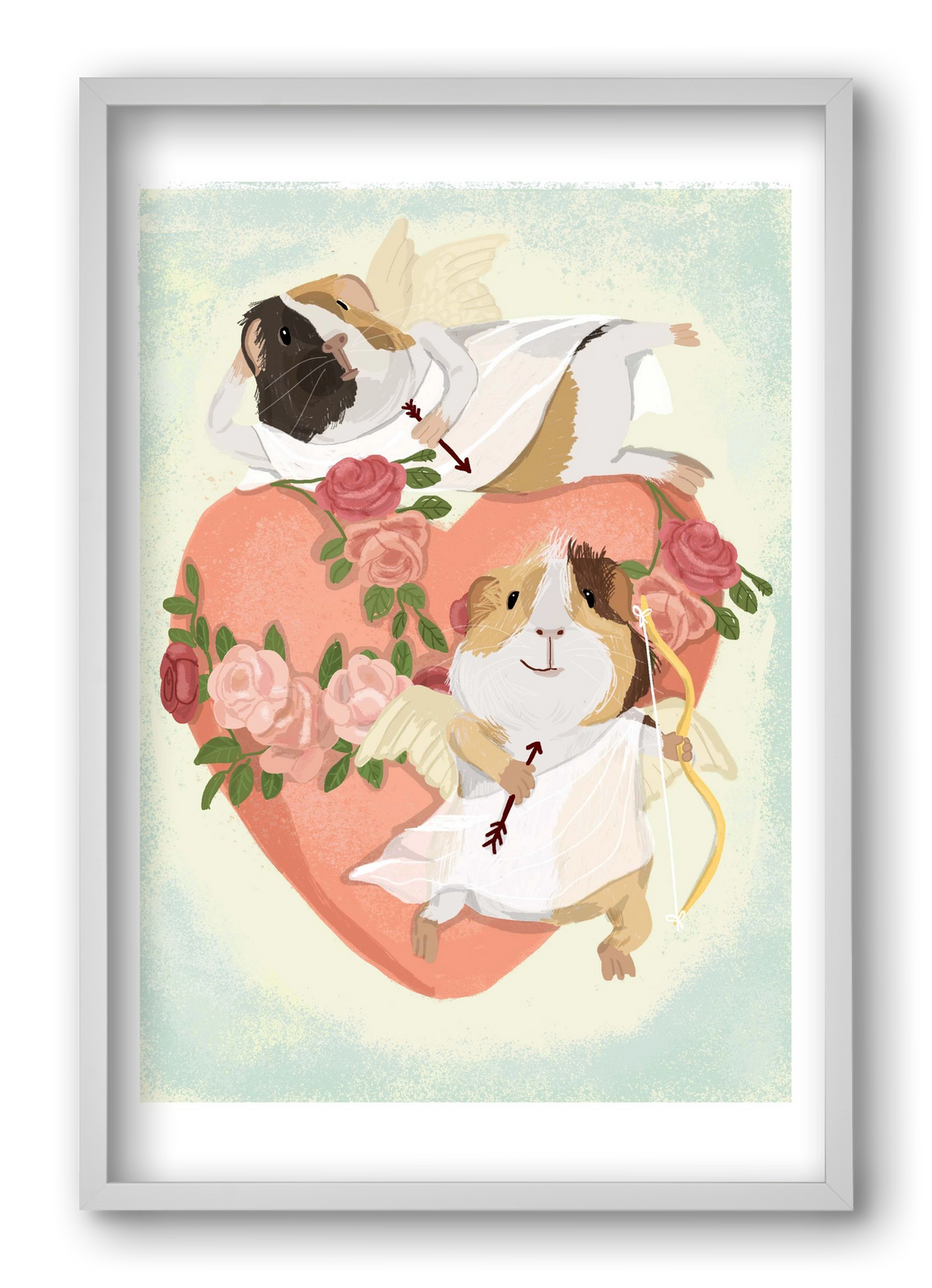 Cupid Guinea Pig Print, 40x60 cm (40x60 cm), Fehér keret