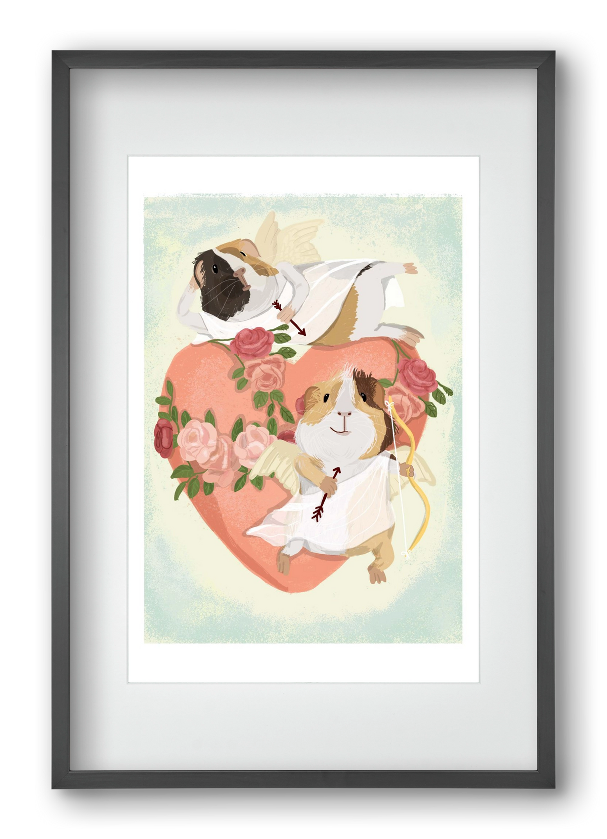 Cupid Guinea Pig Print, 40x60 cm (30x45 cm), Fekete keret, paszpartuval