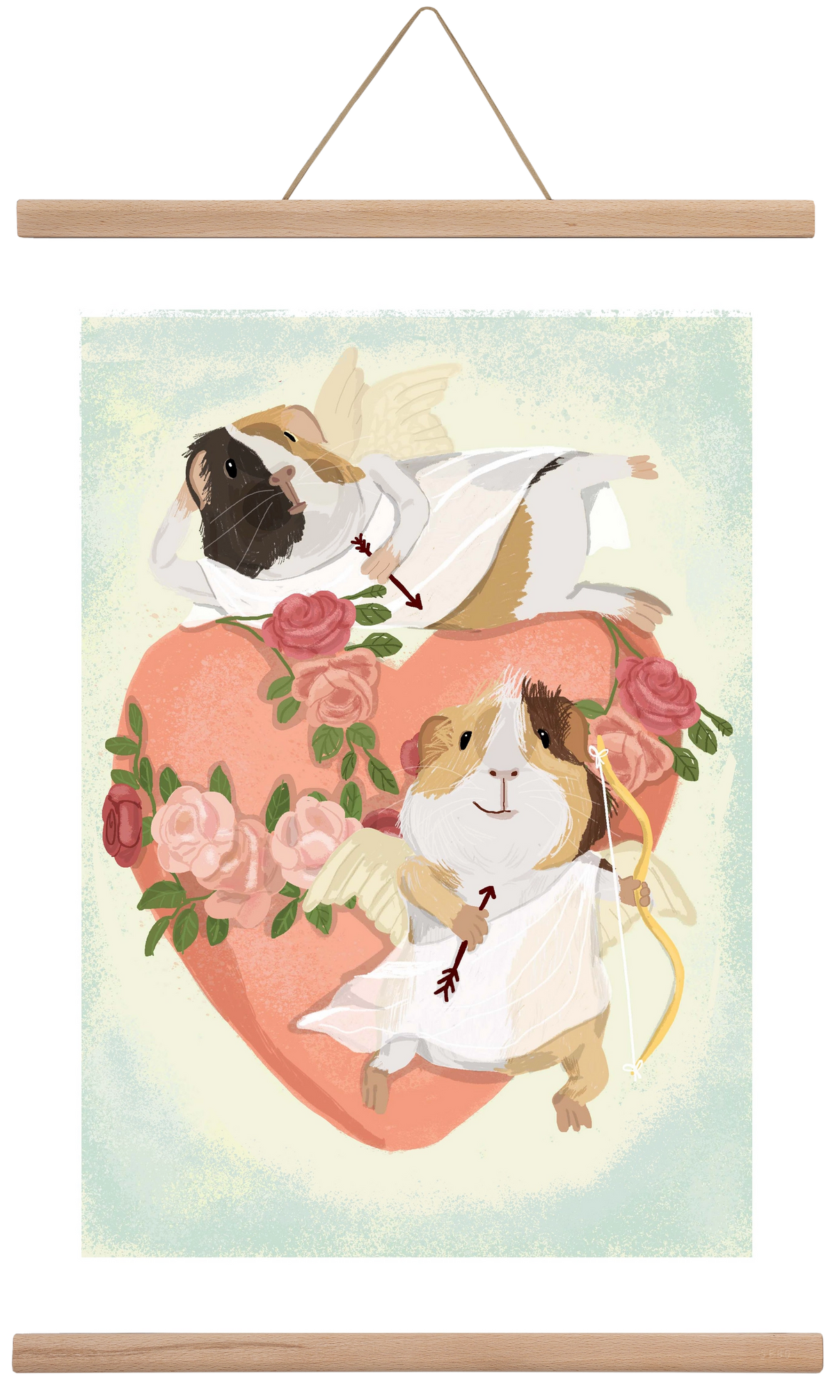 Cupid Guinea Pig Print, 40x60 cm (40x60 cm), Tölgy akasztó