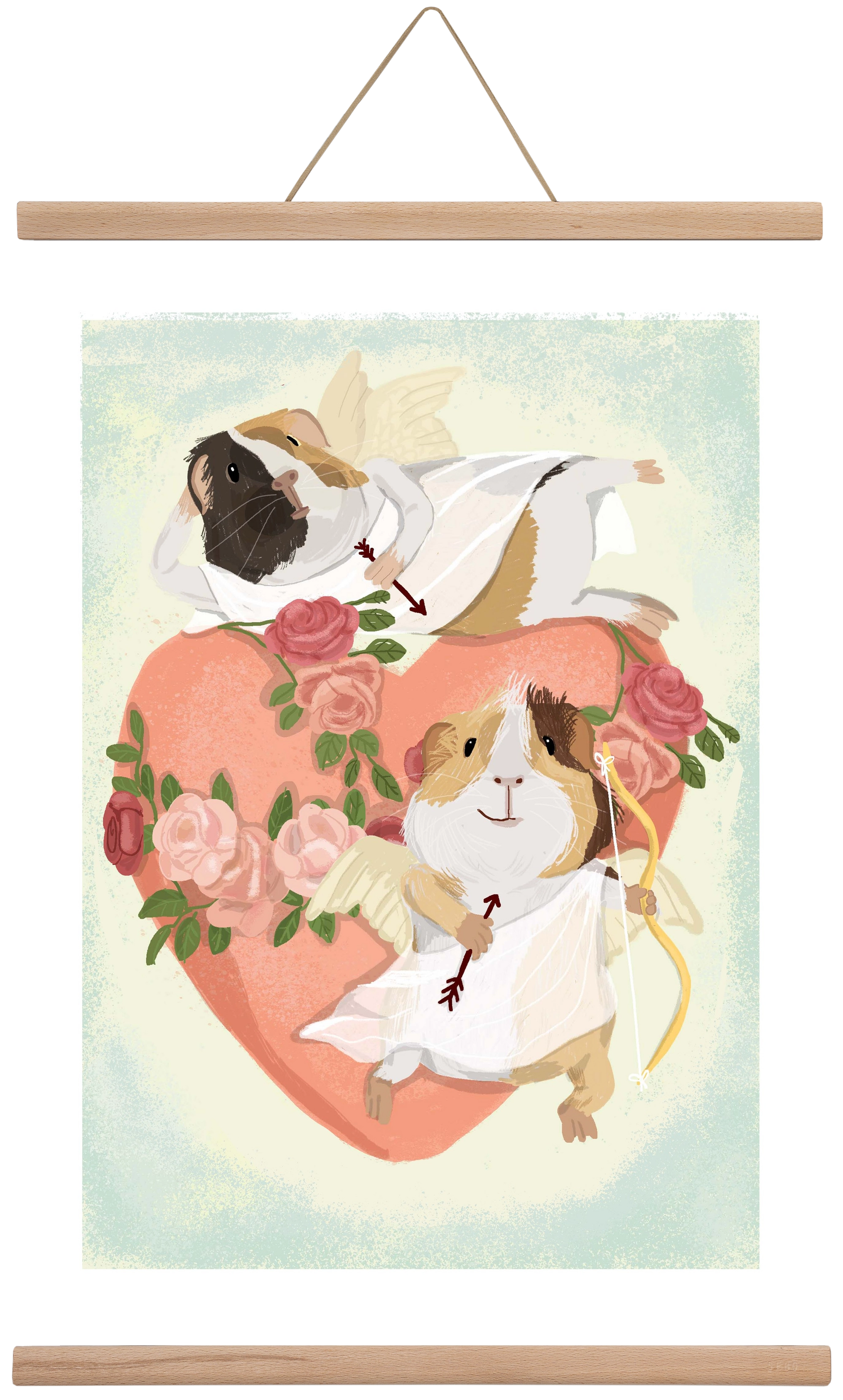 Cupid Guinea Pig Print, 40x60 cm (40x60 cm), Tölgy akasztó
