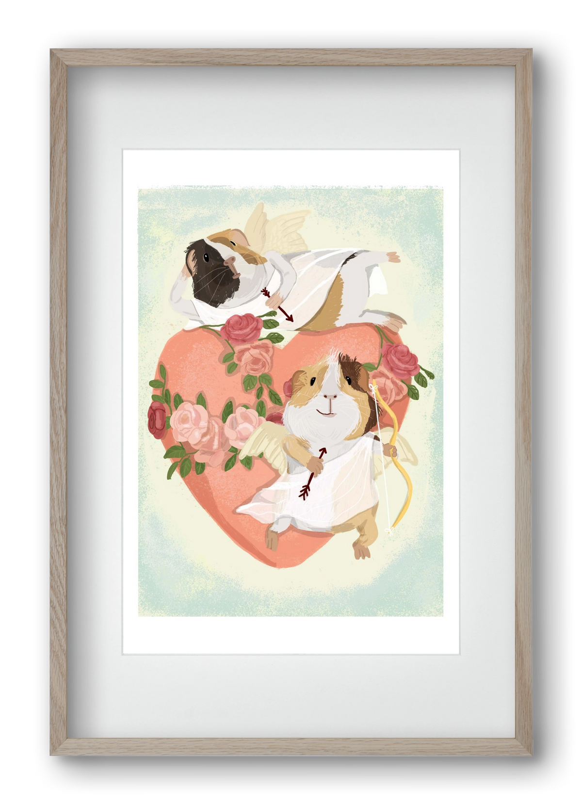 Cupid Guinea Pig Print, 40x60 cm (30x45 cm), Tölgy keret, paszpartuval