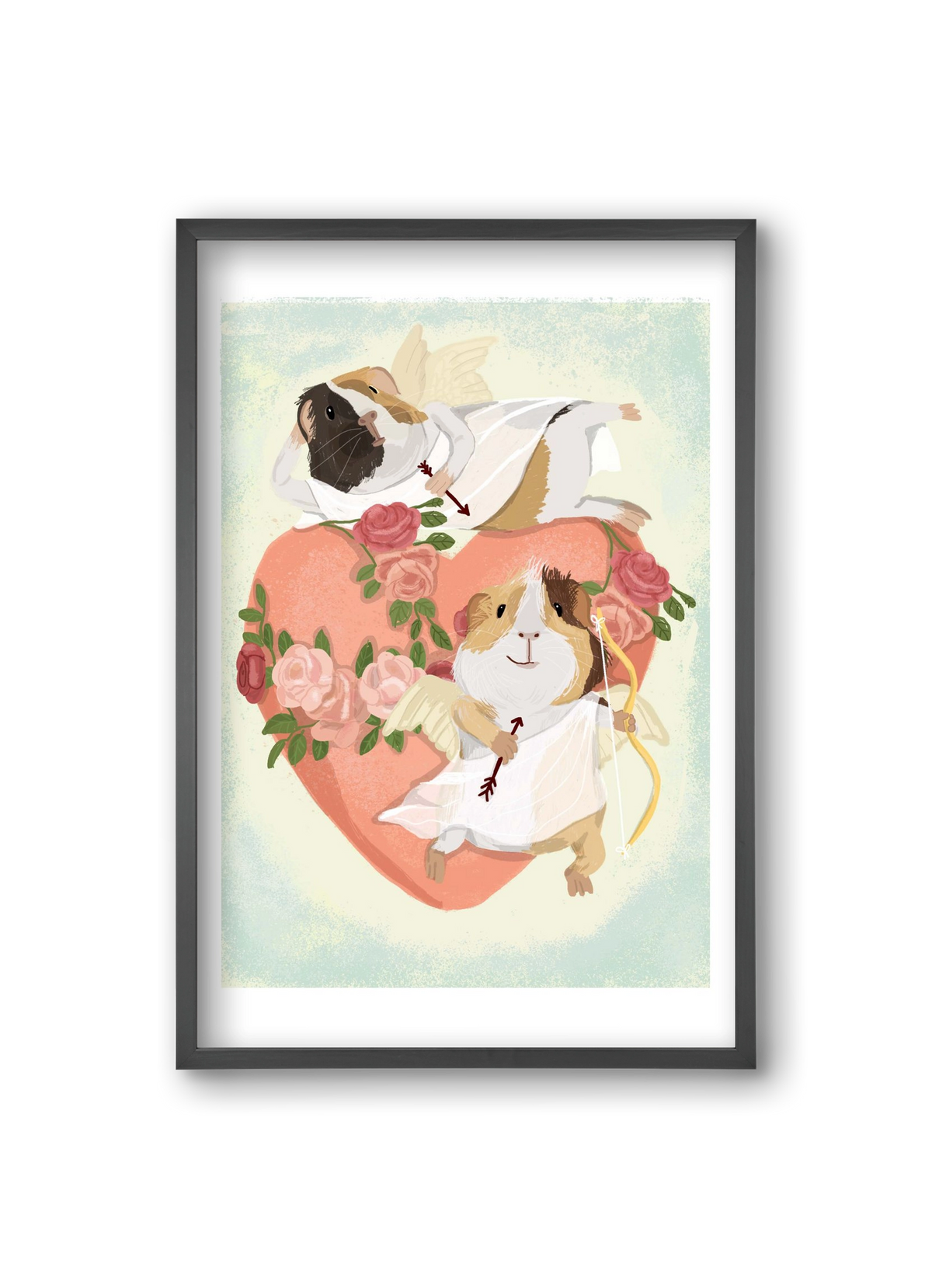 Cupid Guinea Pig Print, 20x30 cm (20x30 cm), Fekete keret