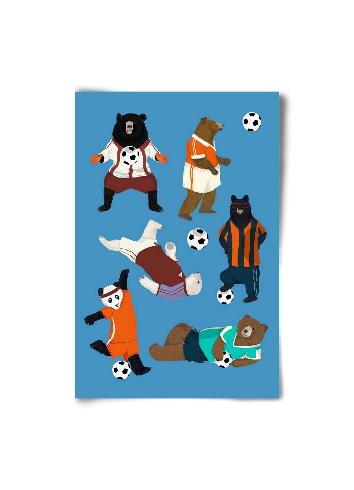 Bears doing football print, 20x30 cm, Keret nélkül