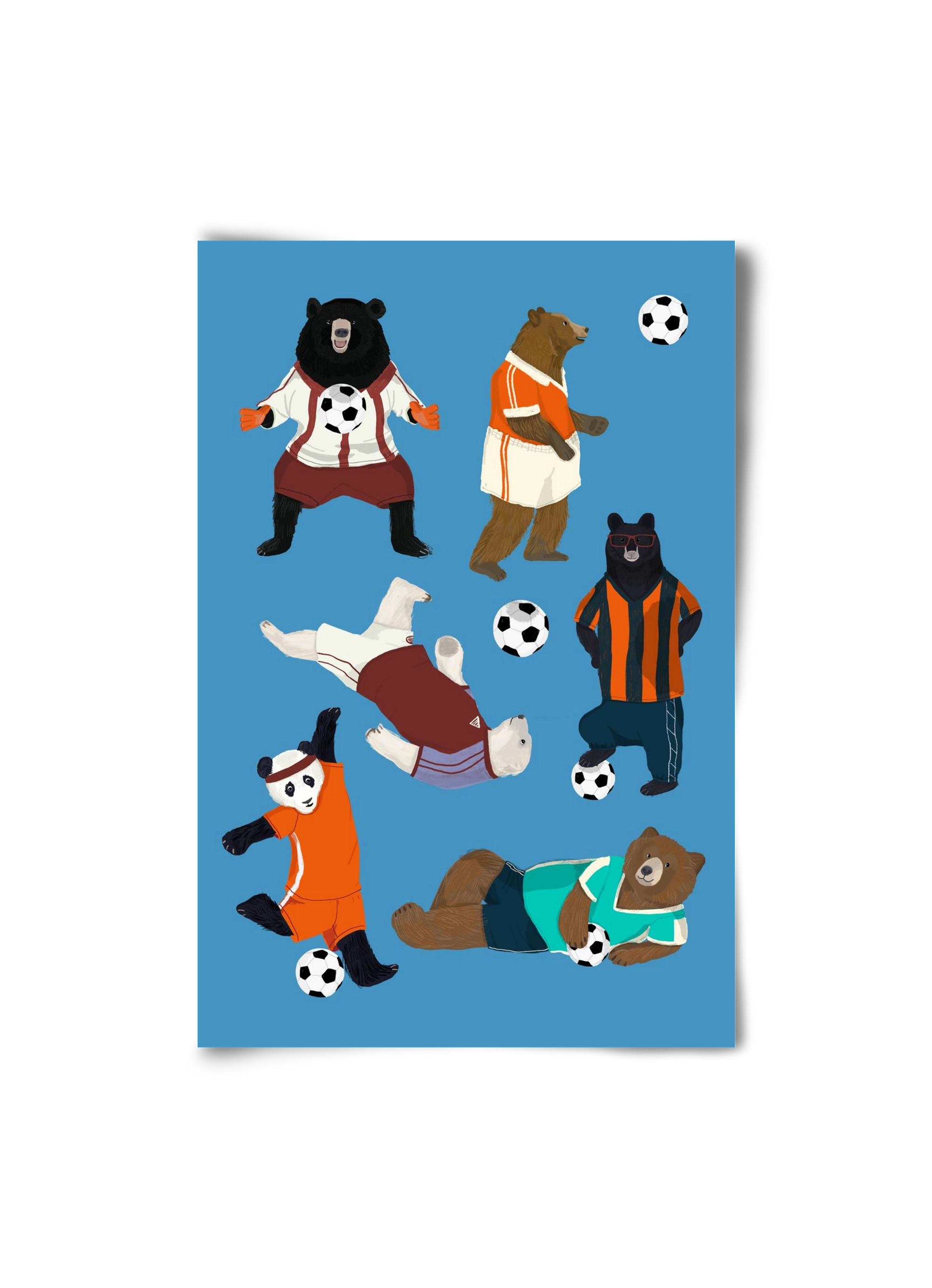 Bears doing football print, 20x30 cm, Keret nélkül
