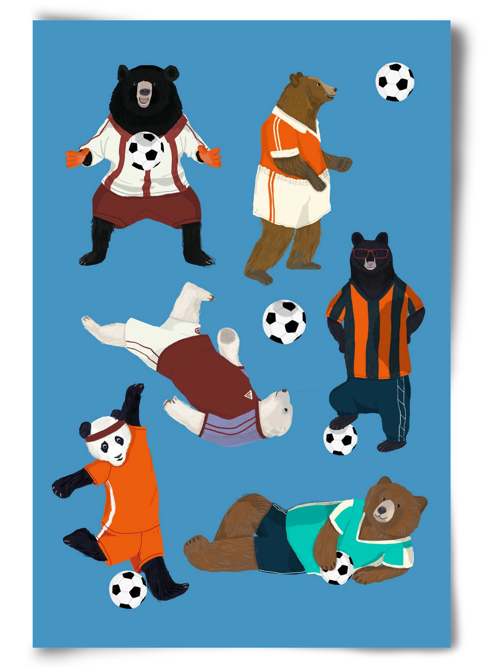 Bears doing football print, 60x90 cm, Keret nélkül