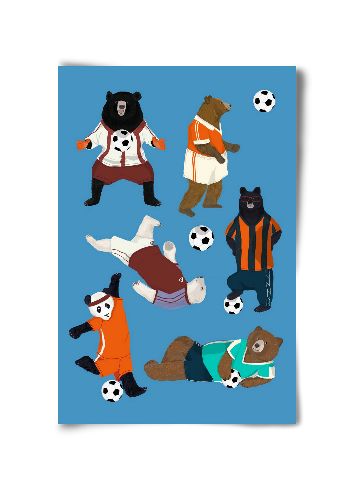 Bears doing football print, 30x45 cm, Keret nélkül