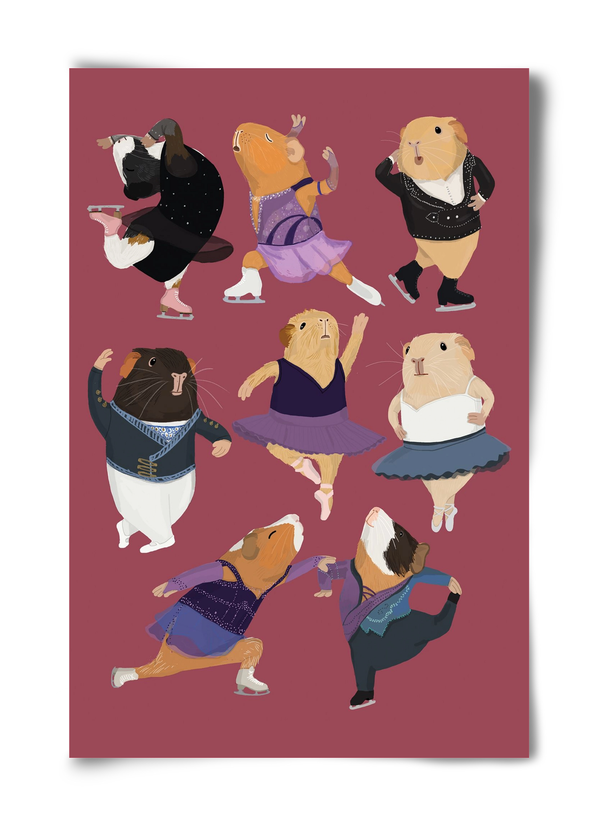 Guinea Pigs doing ballet and ice skating, 40x60 cm, Keret nélkül