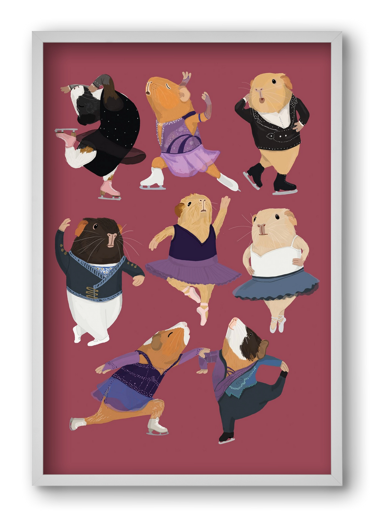 Guinea Pigs doing ballet and ice skating, 40x60 cm (40x60 cm), Fehér keret