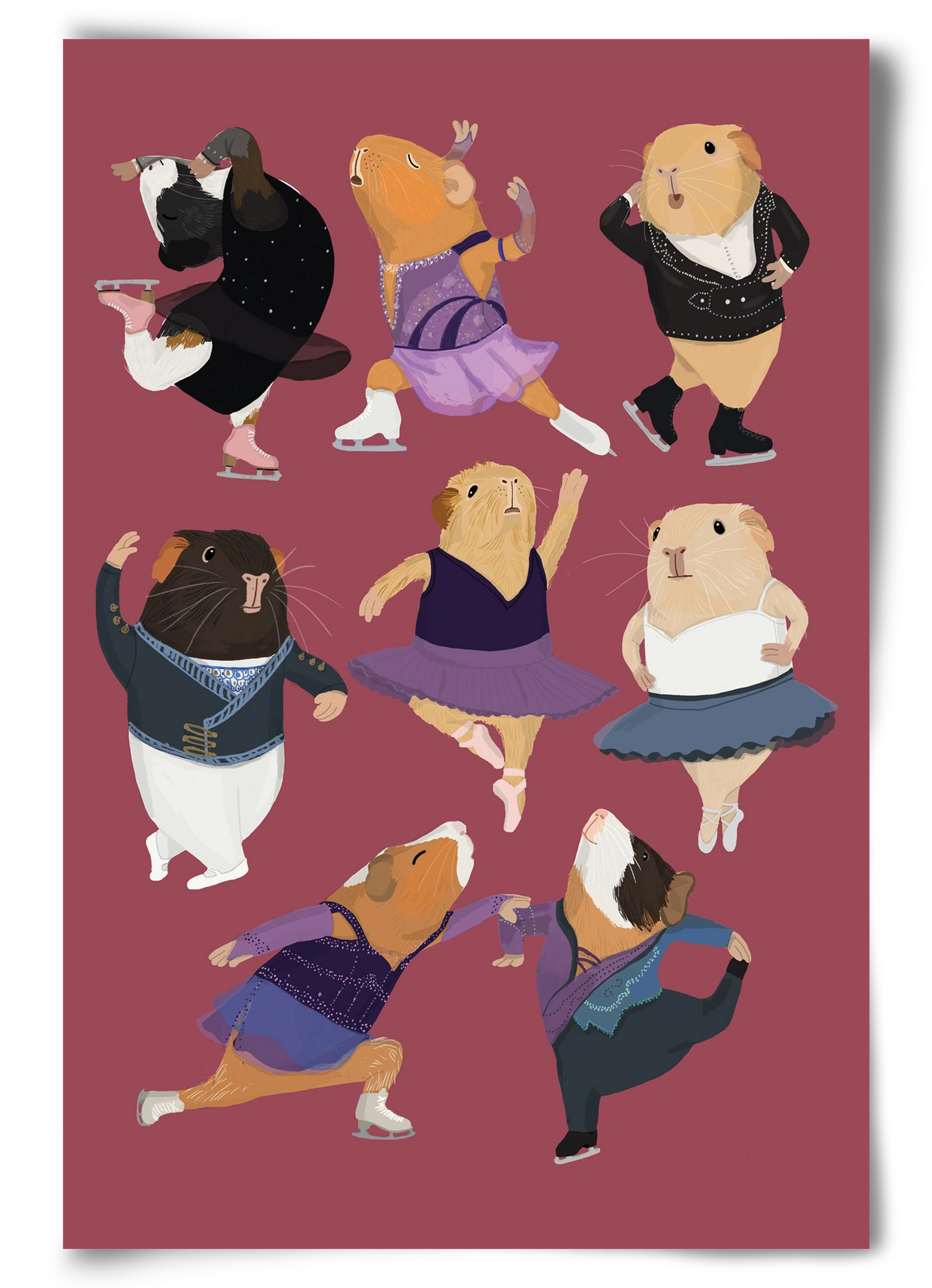 Guinea Pigs doing ballet and ice skating, 60x90 cm, Keret nélkül