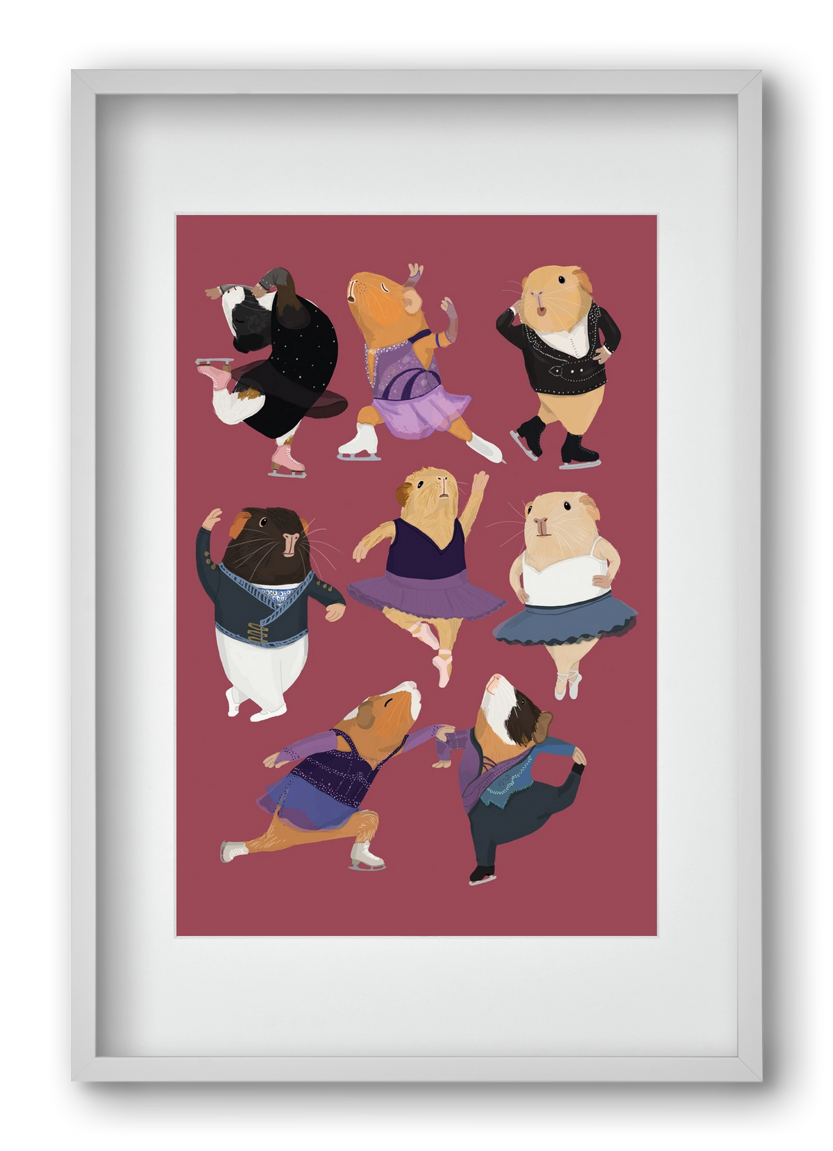 Guinea Pigs doing ballet and ice skating, 40x60 cm (30x45 cm), Fehér keret, paszpartuval