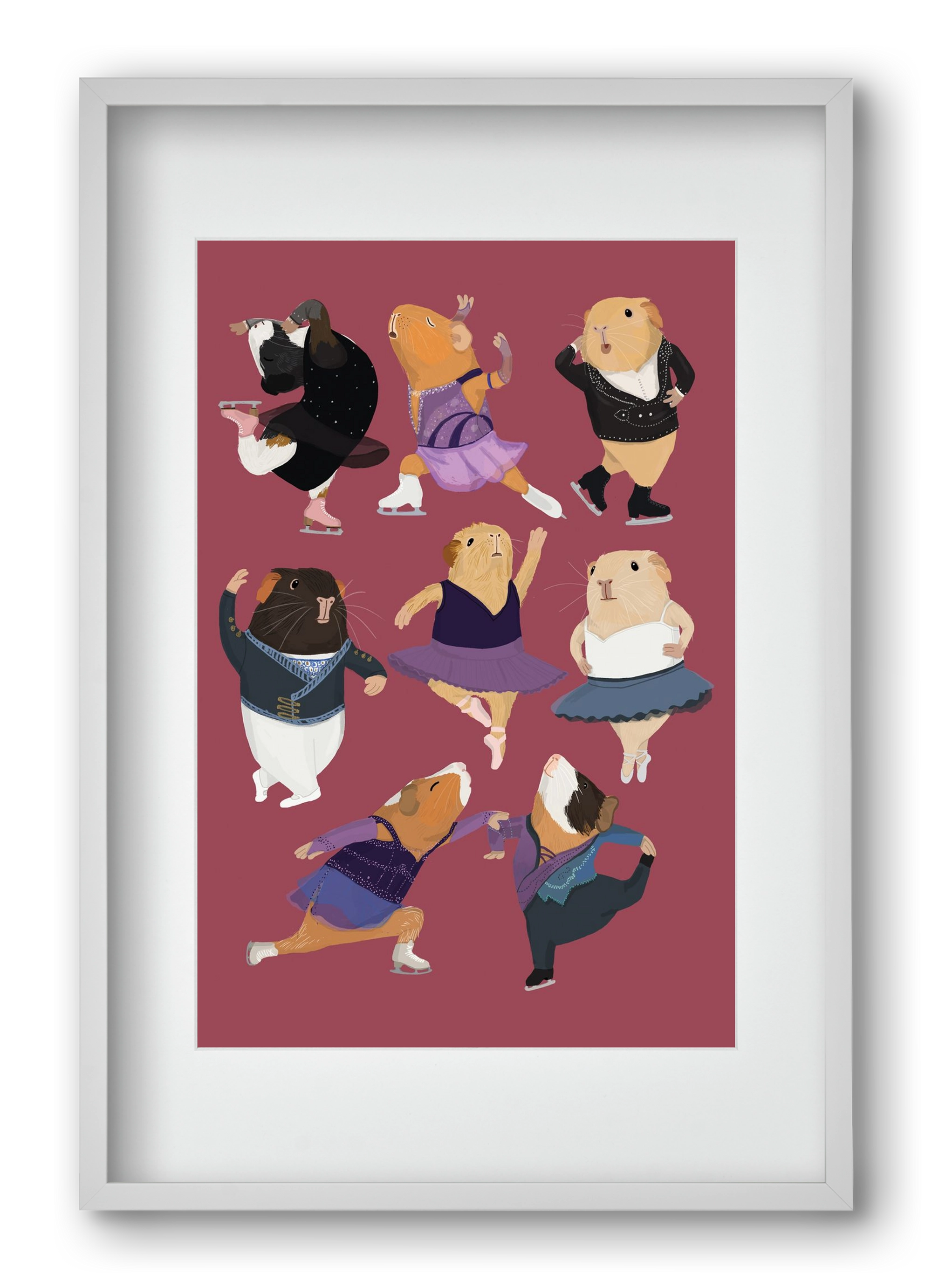 Guinea Pigs doing ballet and ice skating, 40x60 cm (30x45 cm), Fehér keret, paszpartuval