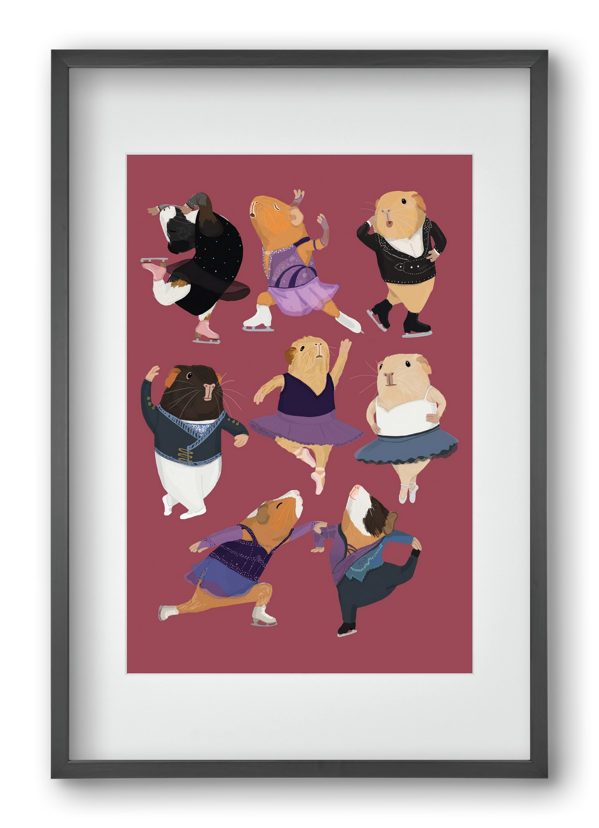 Guinea Pigs doing ballet and ice skating, 40x60 cm (30x45 cm), Fekete keret, paszpartuval