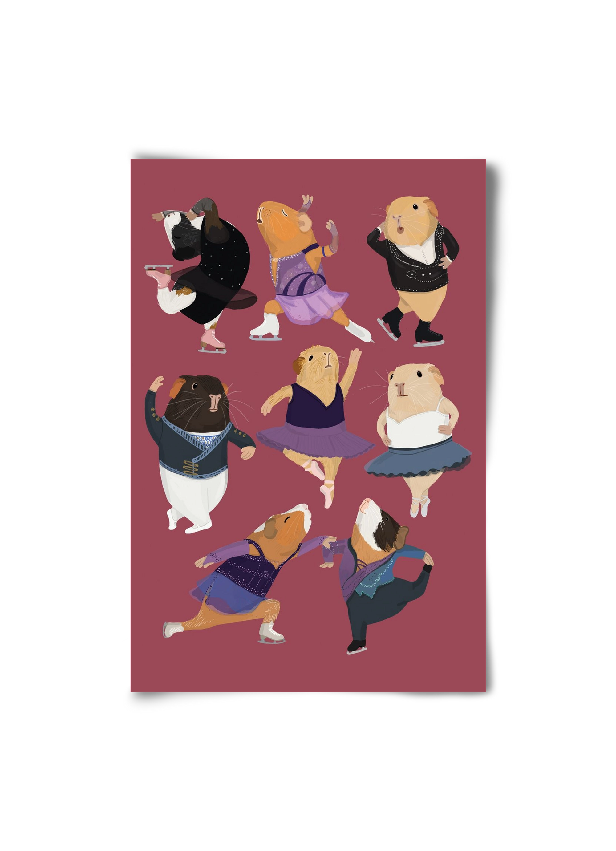 Guinea Pigs doing ballet and ice skating, 20x30 cm, Keret nélkül