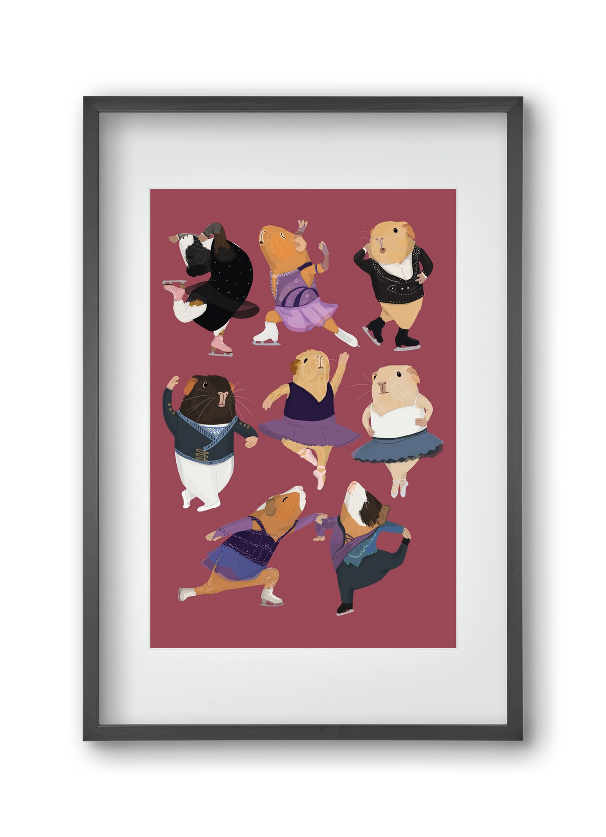 Guinea Pigs doing ballet and ice skating, 30x45 cm (20x30 cm), Fekete keret, paszpartuval
