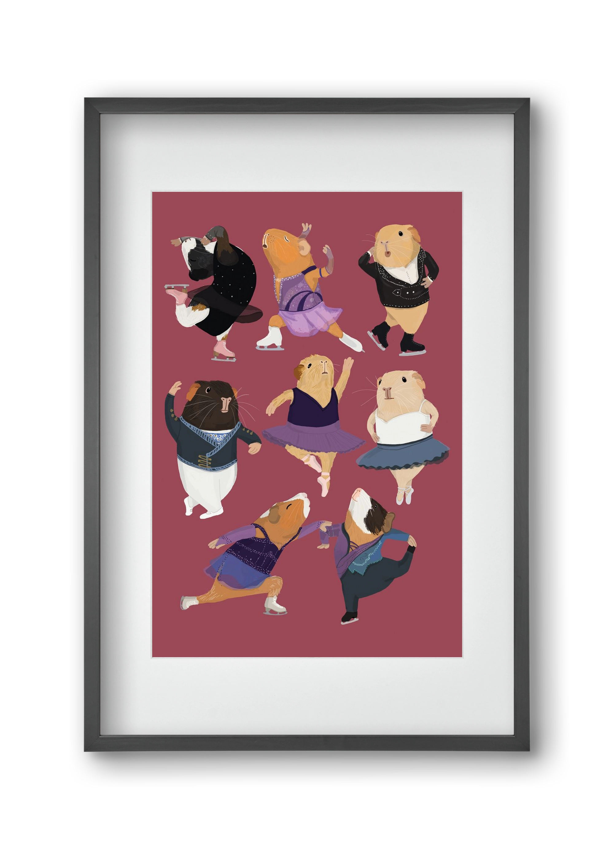 Guinea Pigs doing ballet and ice skating, 30x45 cm (20x30 cm), Fekete keret, paszpartuval