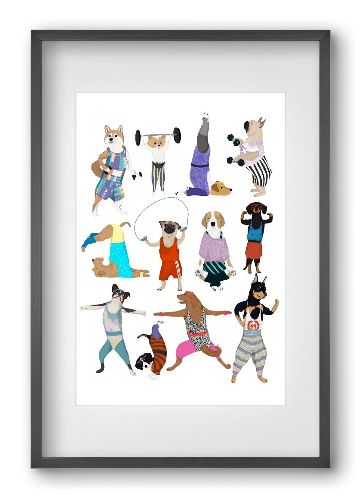 Dogs at the gym, 40x60 cm (30x45 cm), Fekete keret, paszpartuval