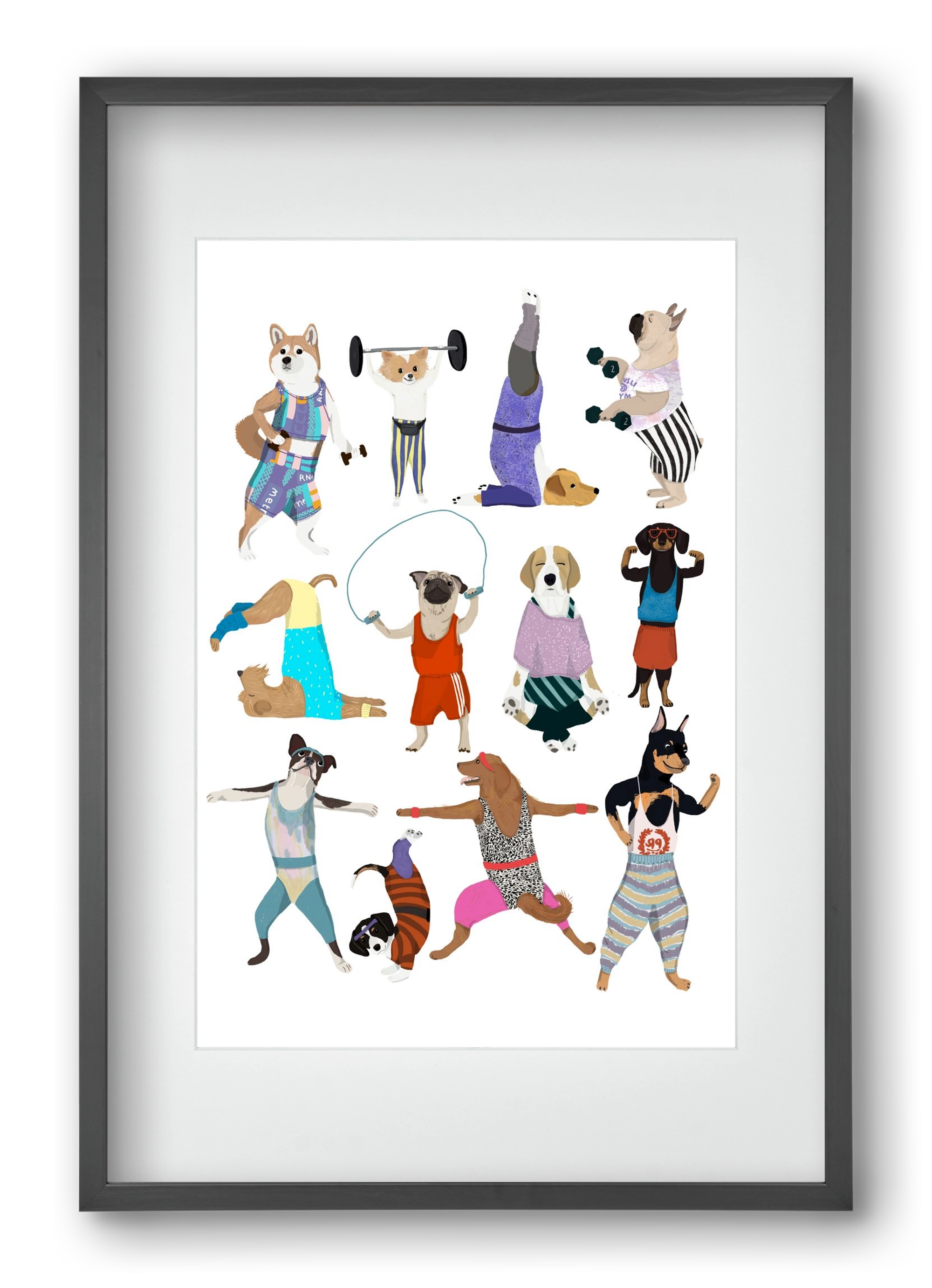 Dogs at the gym, 40x60 cm (30x45 cm), Fekete keret, paszpartuval