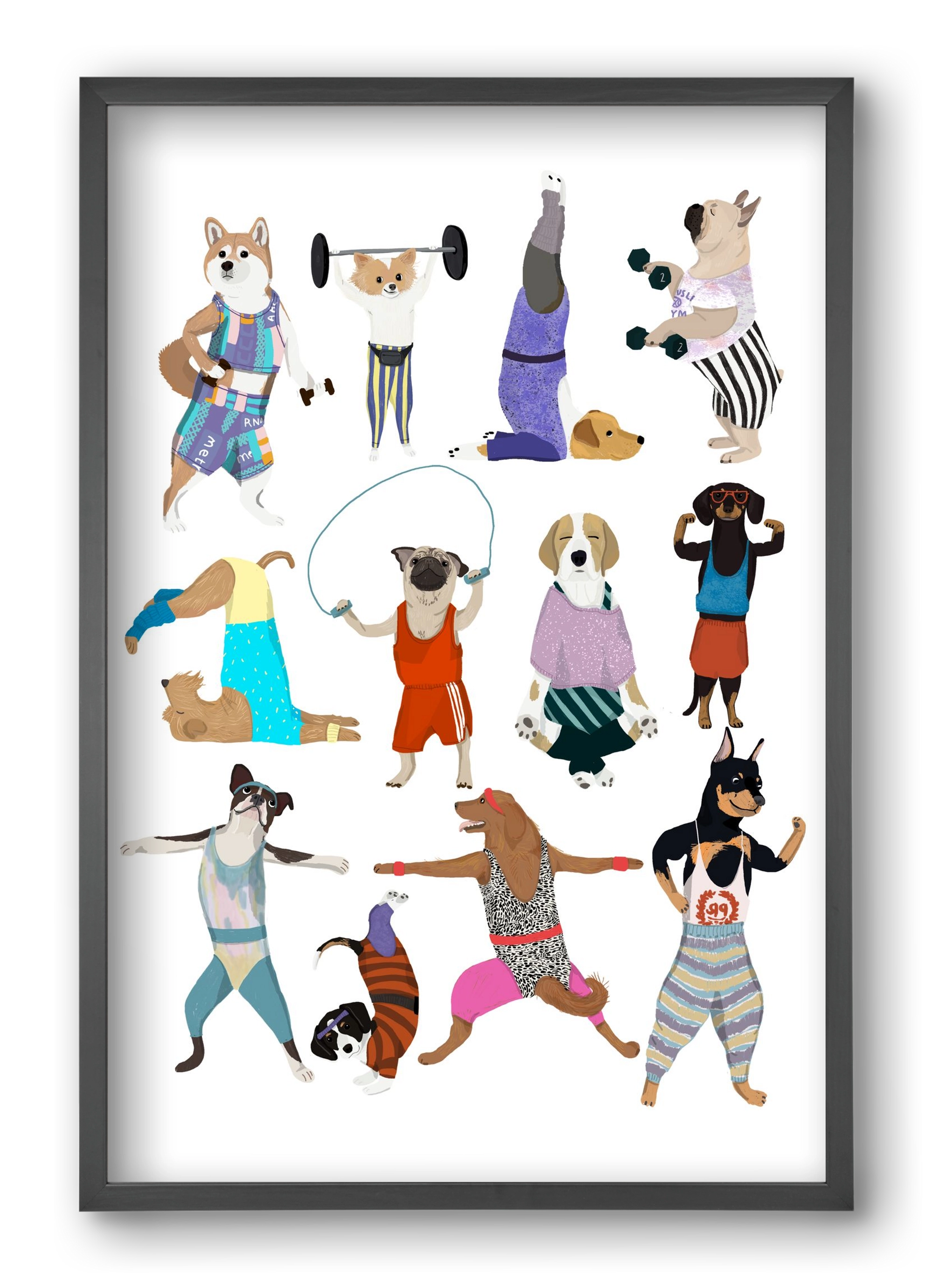 Dogs at the gym, 40x60 cm (40x60 cm), Fekete keret
