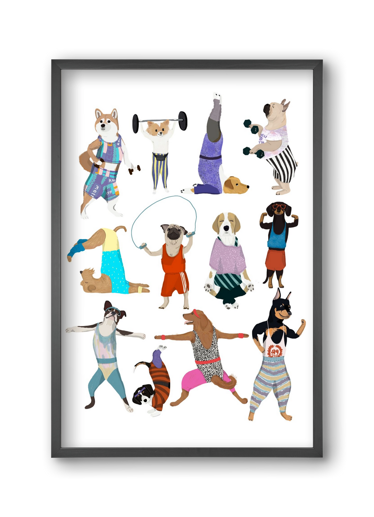 Dogs at the gym, 30x45 cm (30x45 cm), Fekete keret