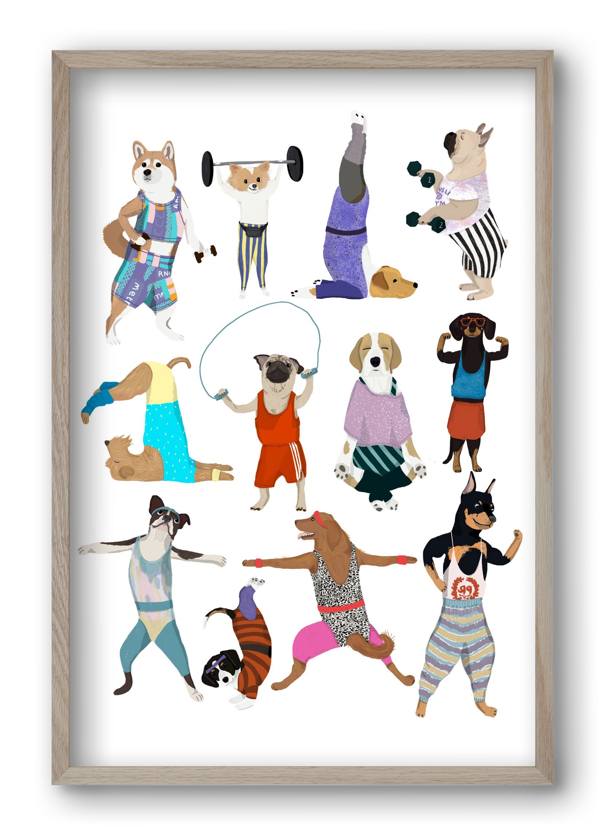 Dogs at the gym, 40x60 cm (40x60 cm), Tölgy keret