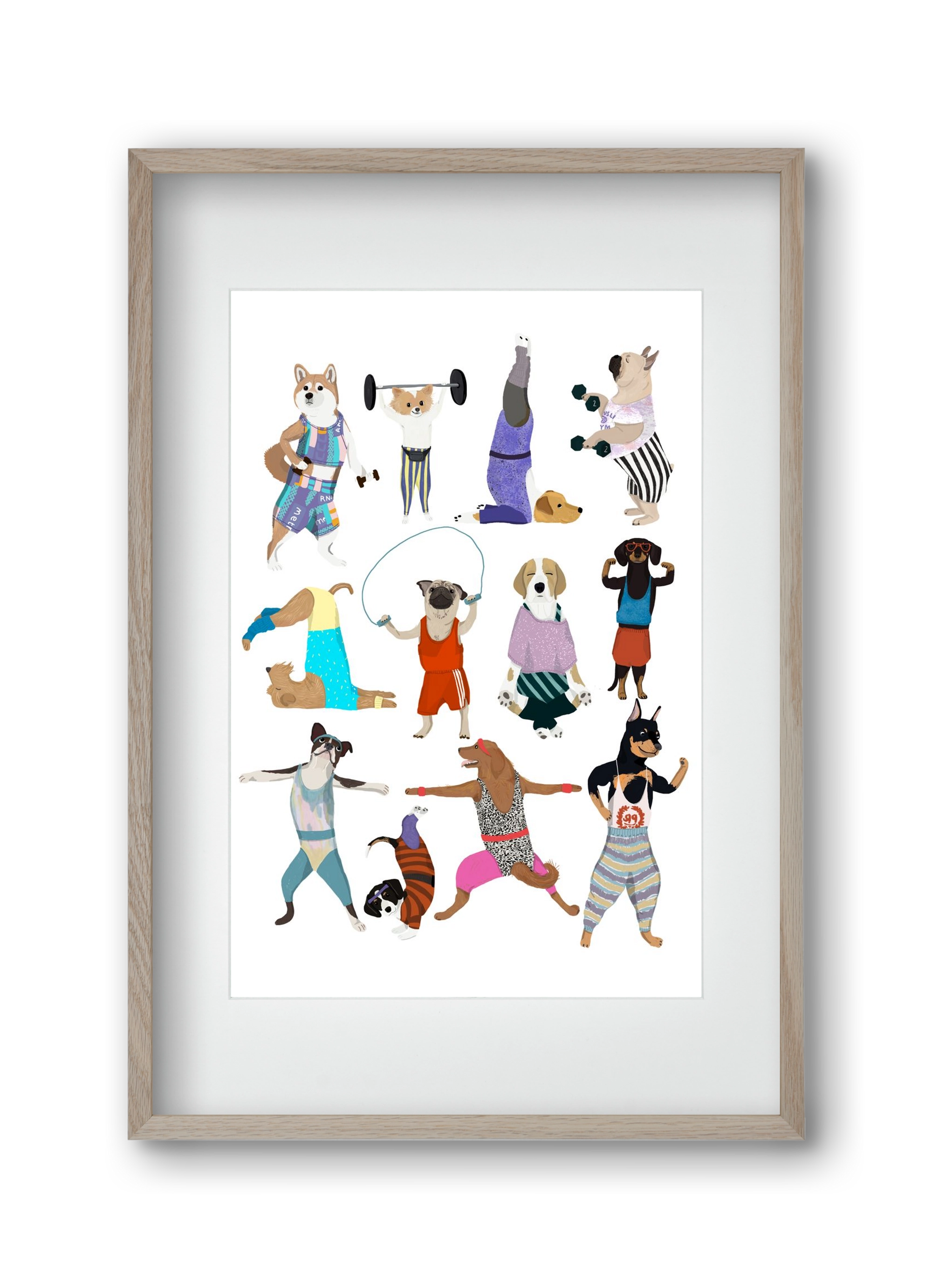 Dogs at the gym, 30x45 cm (20x30 cm), Tölgy keret, paszpartuval