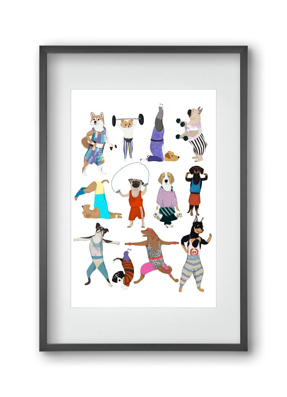 Dogs at the gym, 30x45 cm (20x30 cm), Fekete keret, paszpartuval