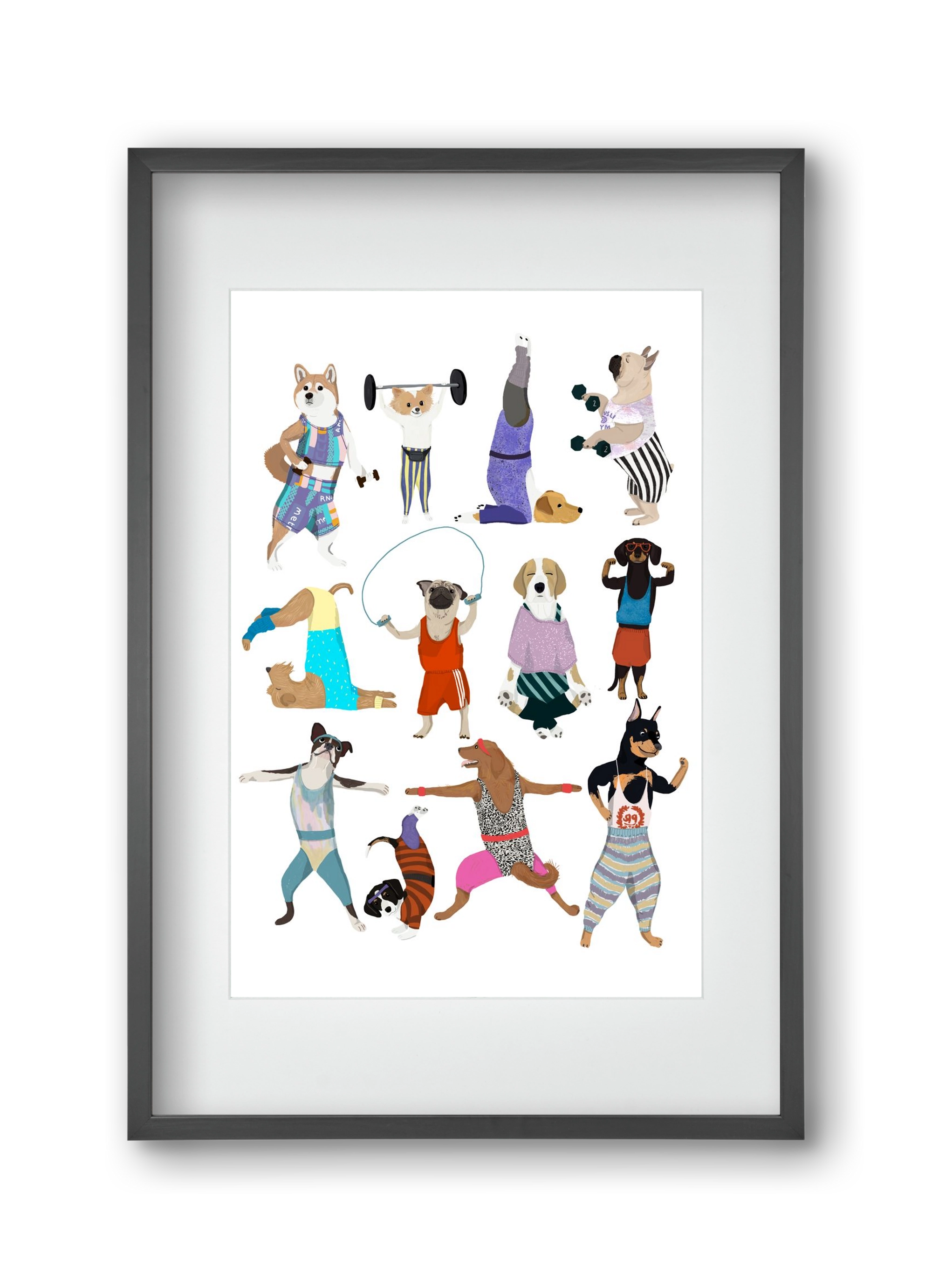 Dogs at the gym, 30x45 cm (20x30 cm), Fekete keret, paszpartuval