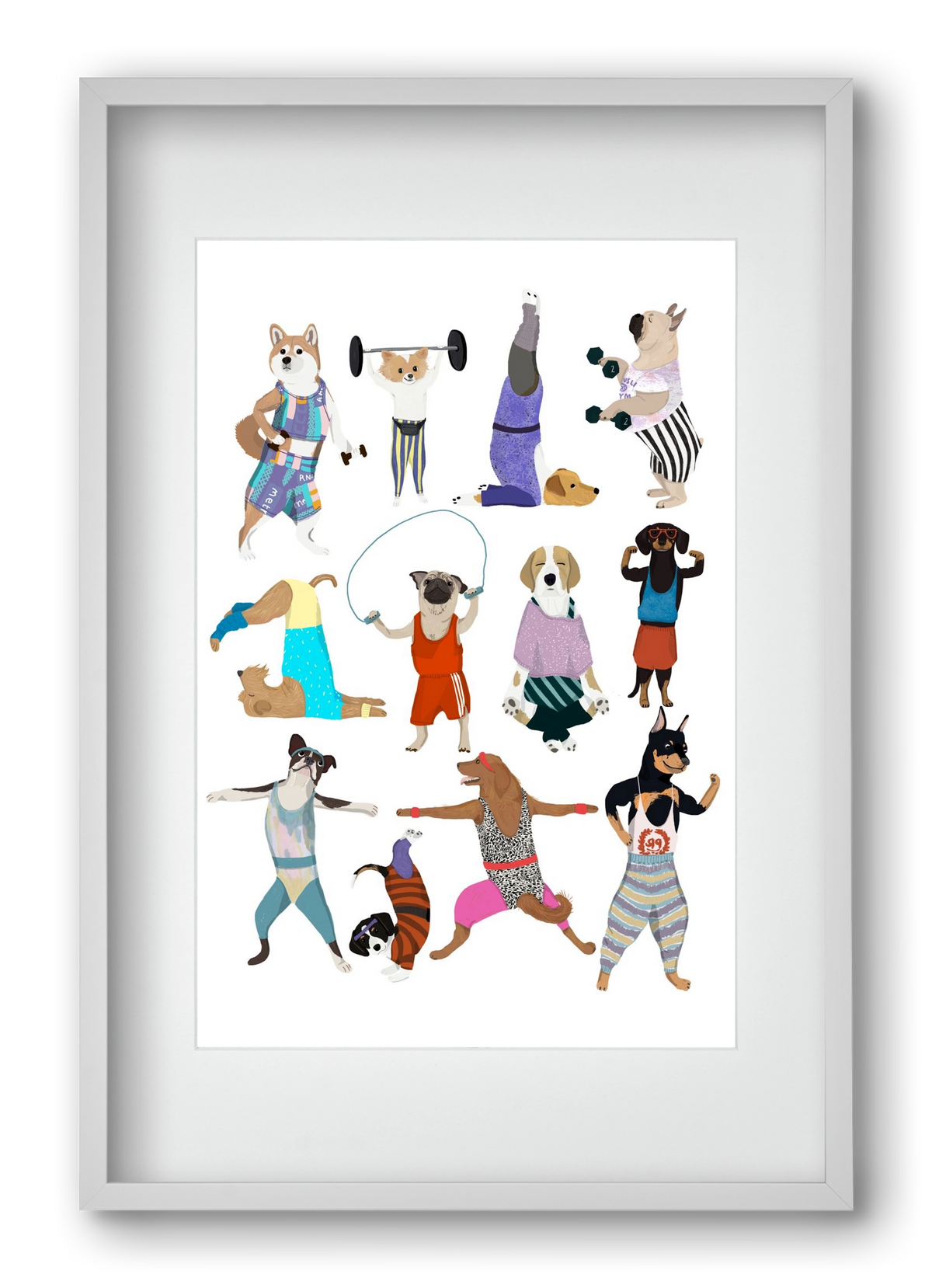 Dogs at the gym, 40x60 cm (30x45 cm), Fehér keret, paszpartuval
