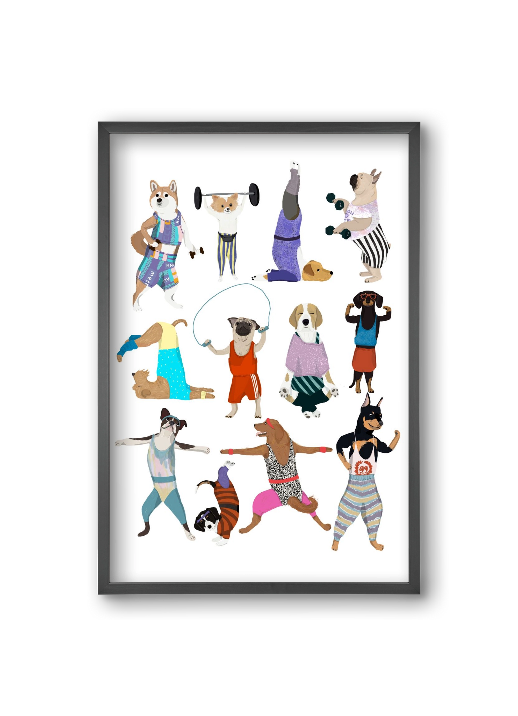 Dogs at the gym, 20x30 cm (20x30 cm), Fekete keret