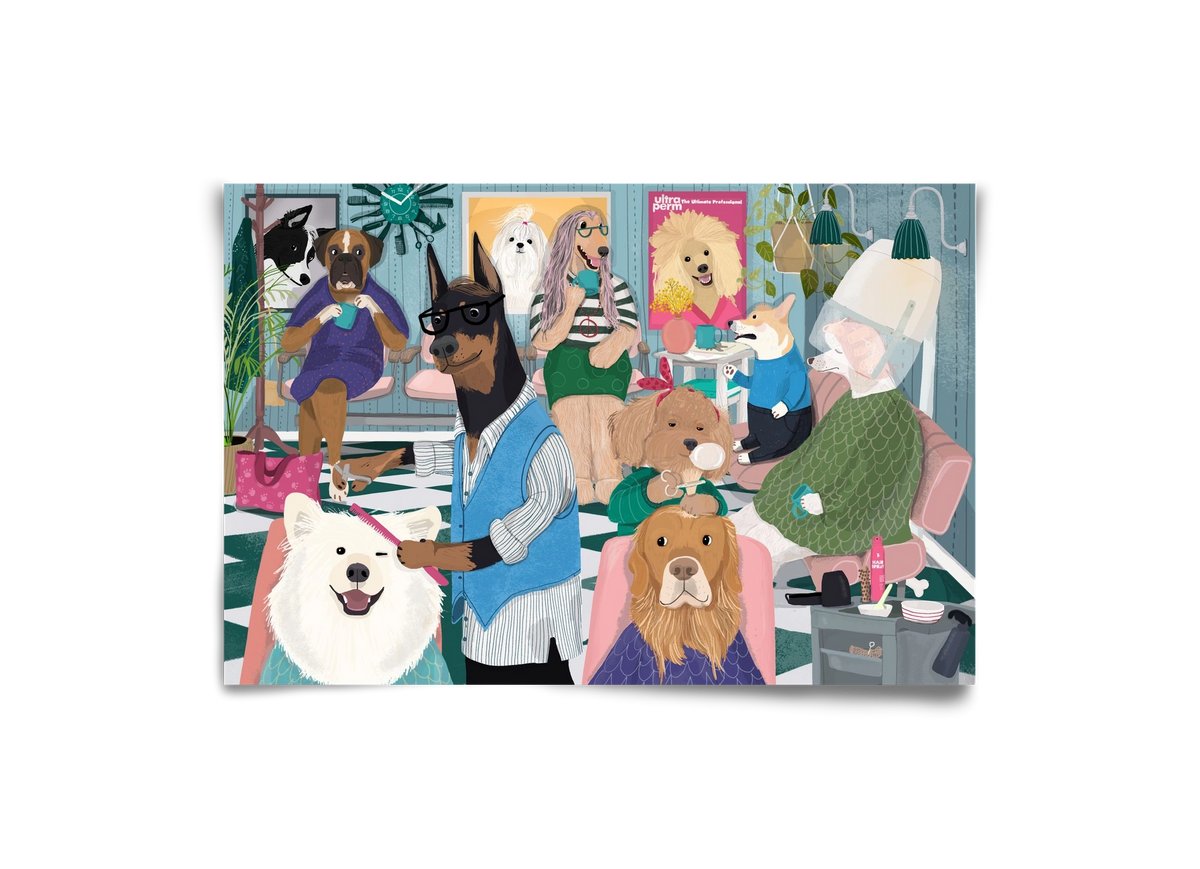Dogs at the hairdresser, 30x20 cm, Keret nélkül